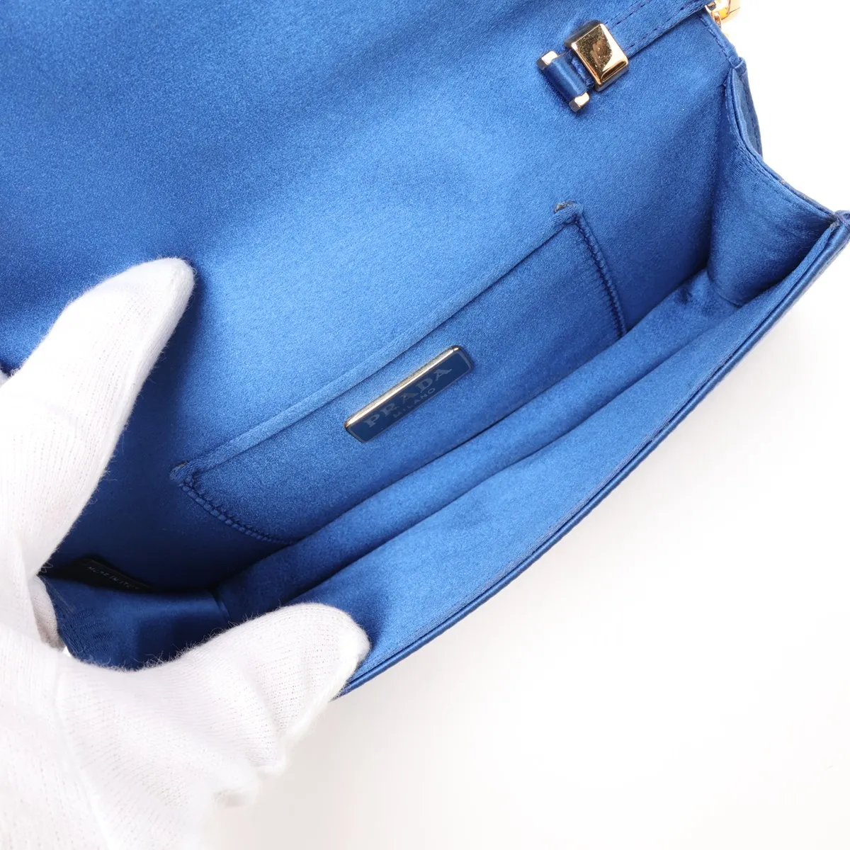 satin chain shoulder bag, blue — view 6