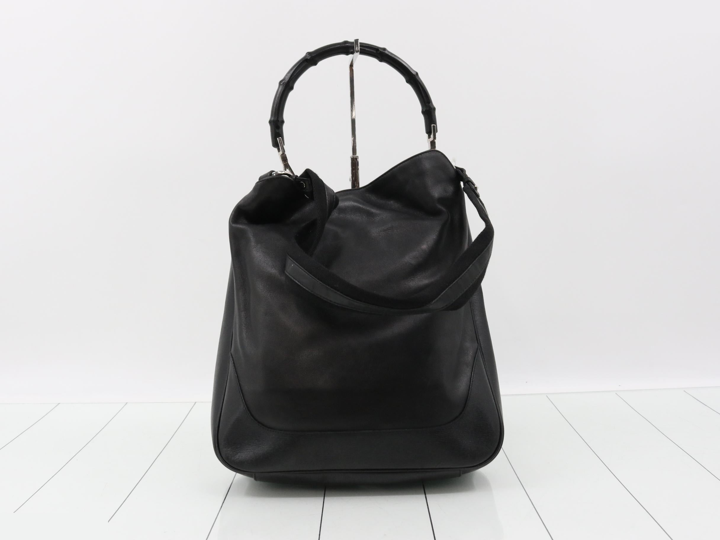 Bamboo Leather 2-Way Handbag with Shoulder Strap — view 2