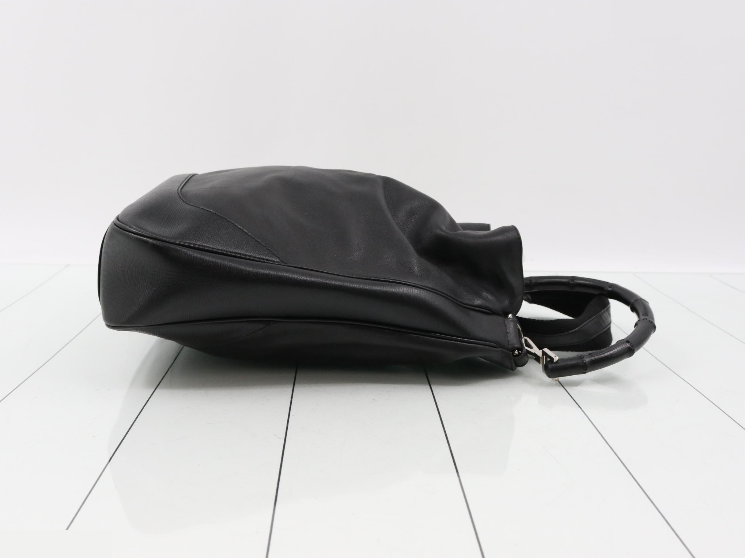 Bamboo Leather 2-Way Handbag with Shoulder Strap — view 3