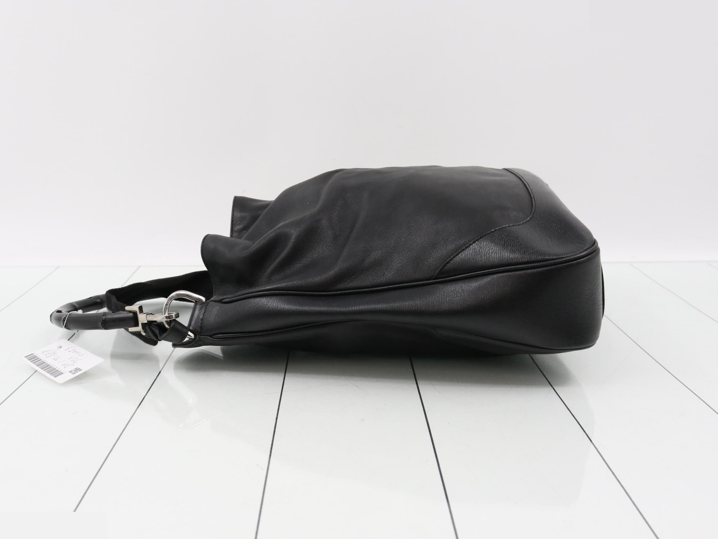 Bamboo Leather 2-Way Handbag with Shoulder Strap — view 4
