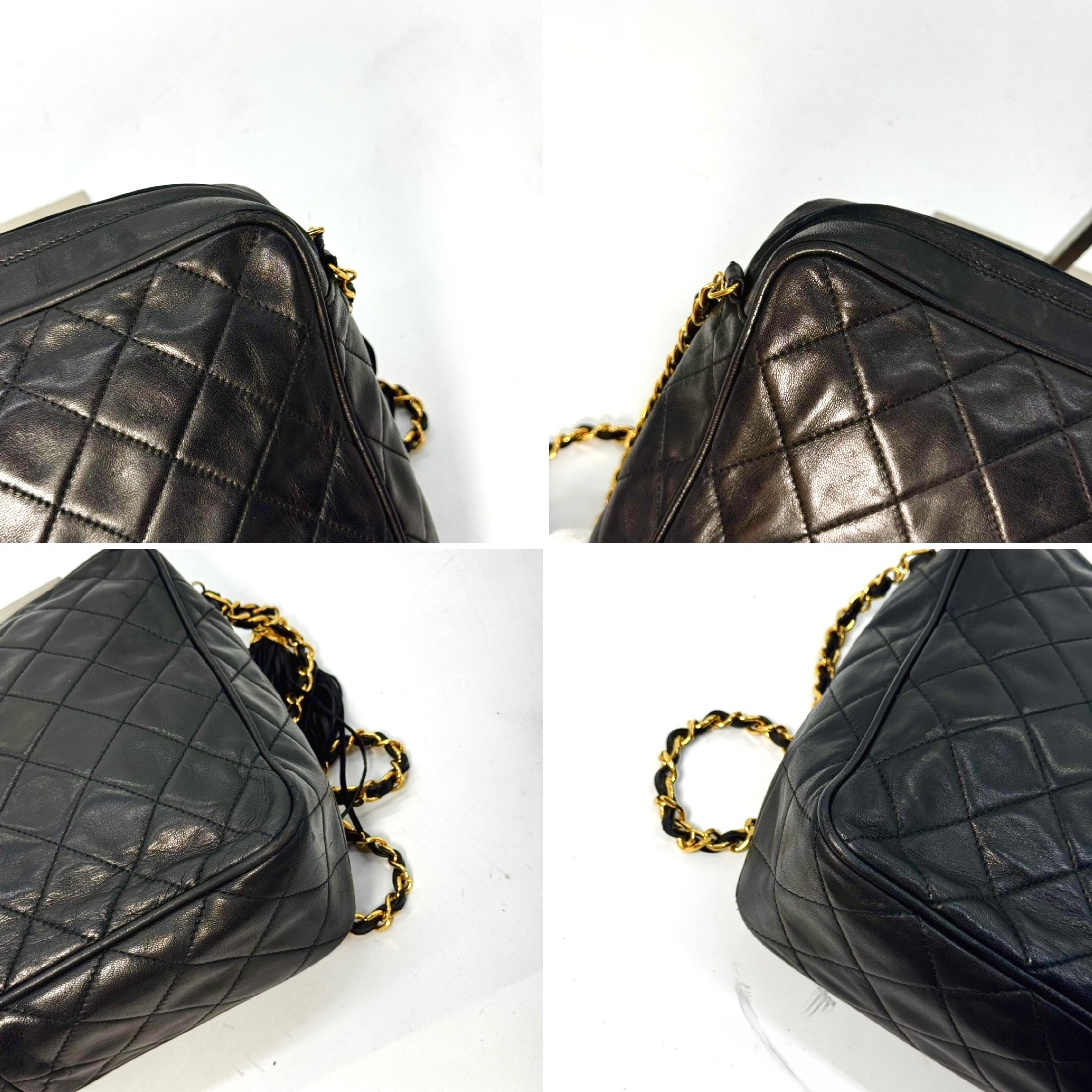 Matelassé Lambskin Shoulder Bag with Fringe Chain, Black, 2617559, with Guarantee Card. — view 5