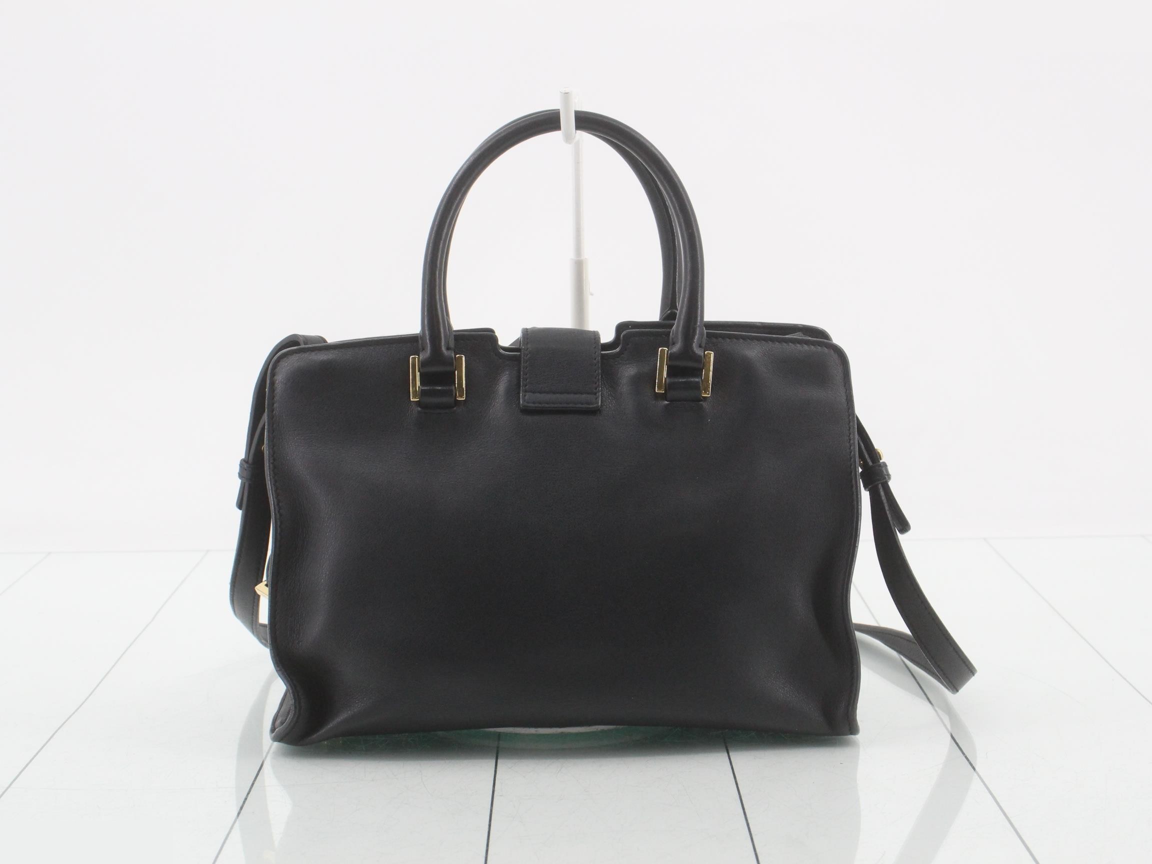 Baby Cabas Leather 2-Way Shoulder/Handbag, Black — view 2
