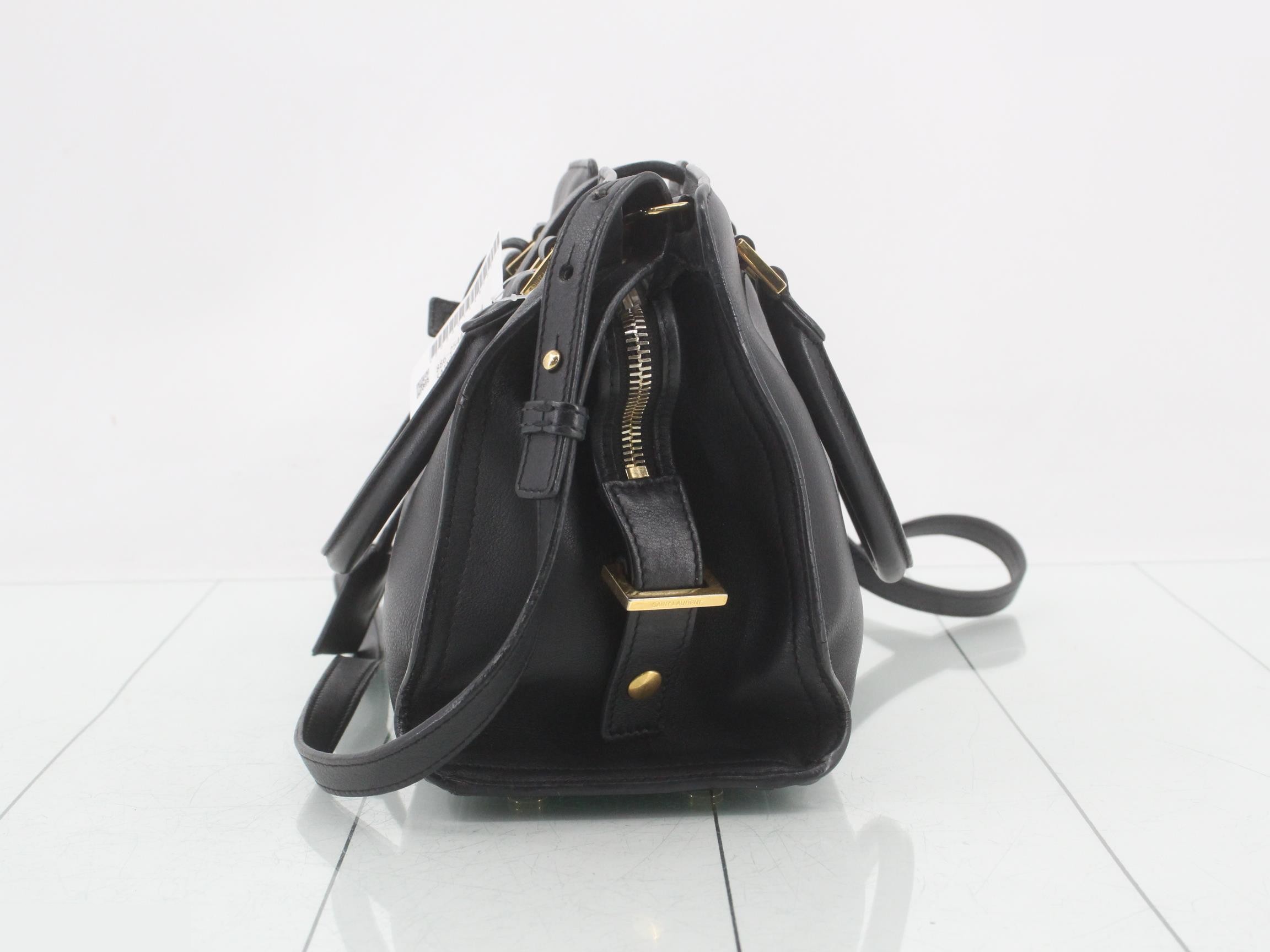 Baby Cabas Leather 2-Way Shoulder/Handbag, Black — view 3