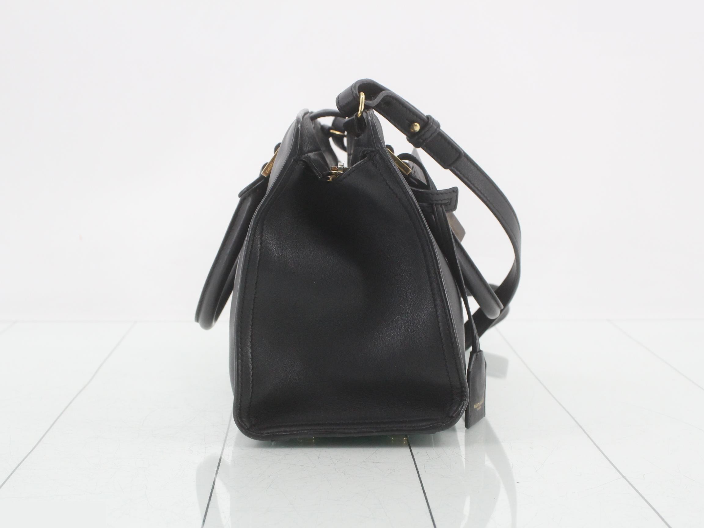 Baby Cabas Leather 2-Way Shoulder/Handbag, Black — view 4