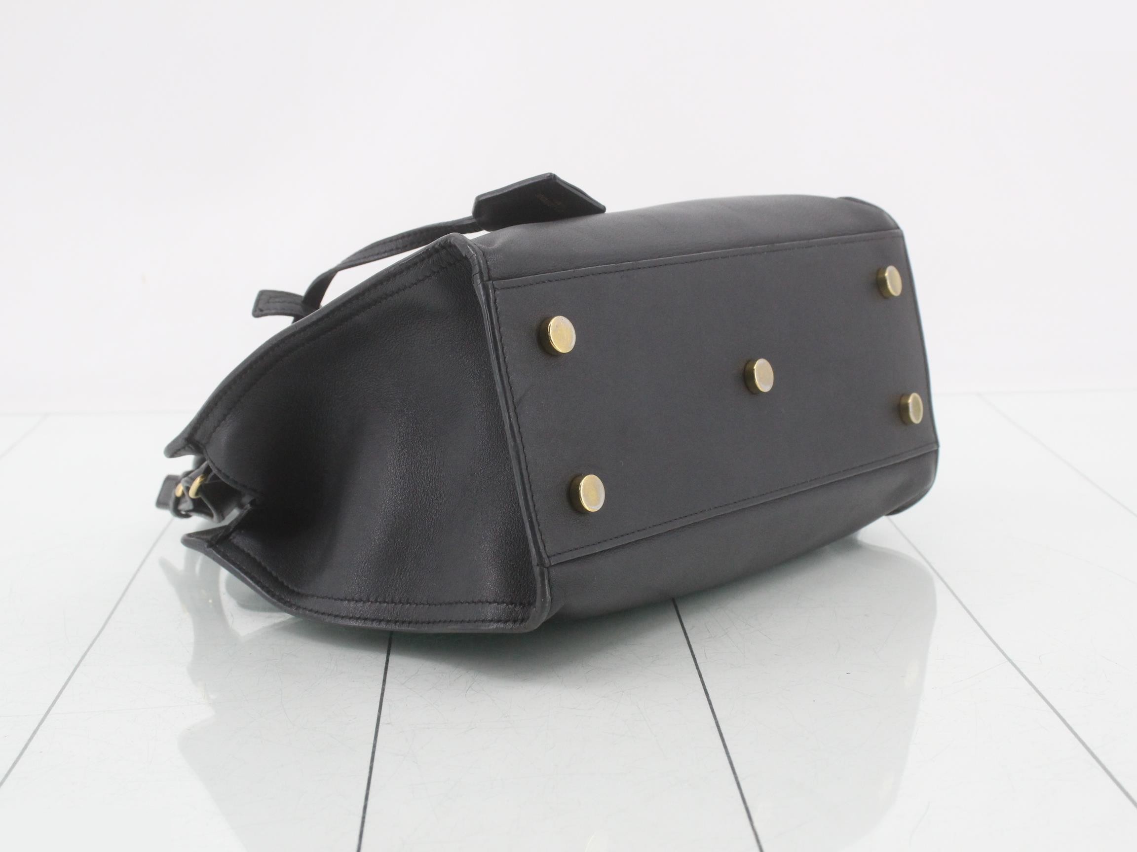 Baby Cabas Leather 2-Way Shoulder/Handbag, Black — view 5