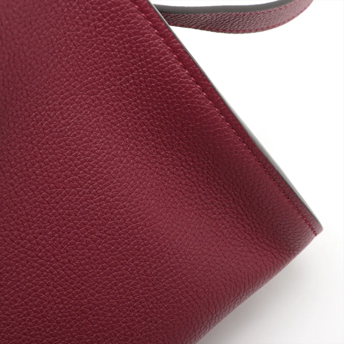 Hook Closure Medium Leather 2-Way Handbag, Bordeaux, 806205 — view 9