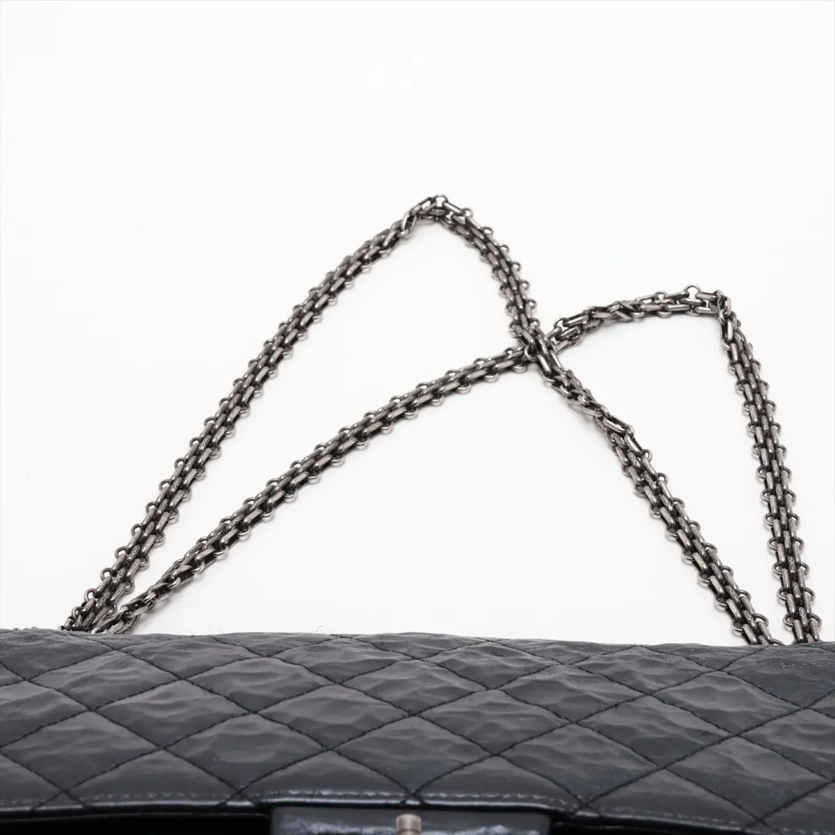 Matelassé 2.55 Maxi Vintage Calf Double Flap Double Chain Bag, Black with Gunmetal Hardware, 18278231, Serial Number 18-series, A37590 — view 6