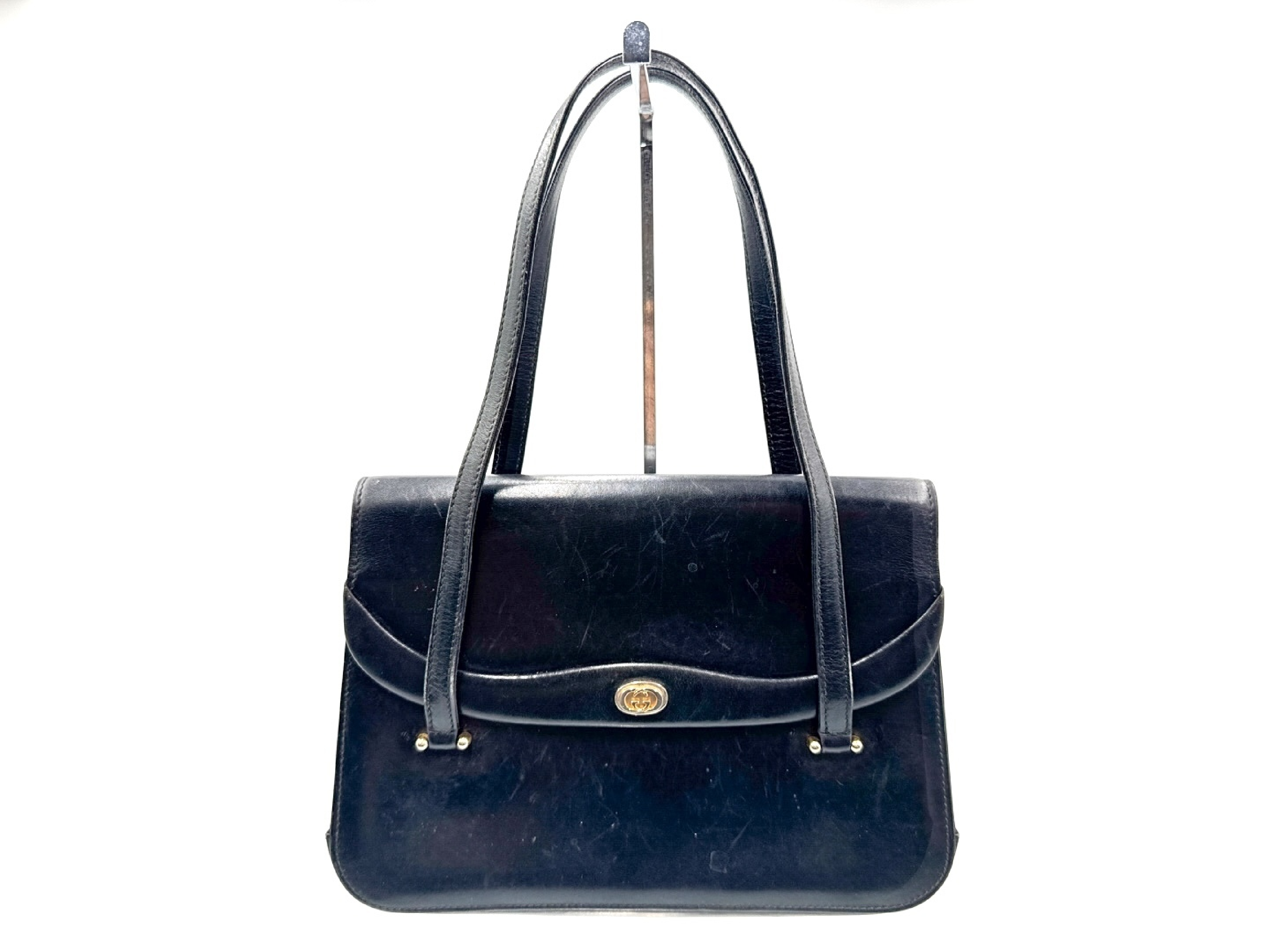 Leather Handbag, Black, Gold Hardware, GG Vintage Handbag
