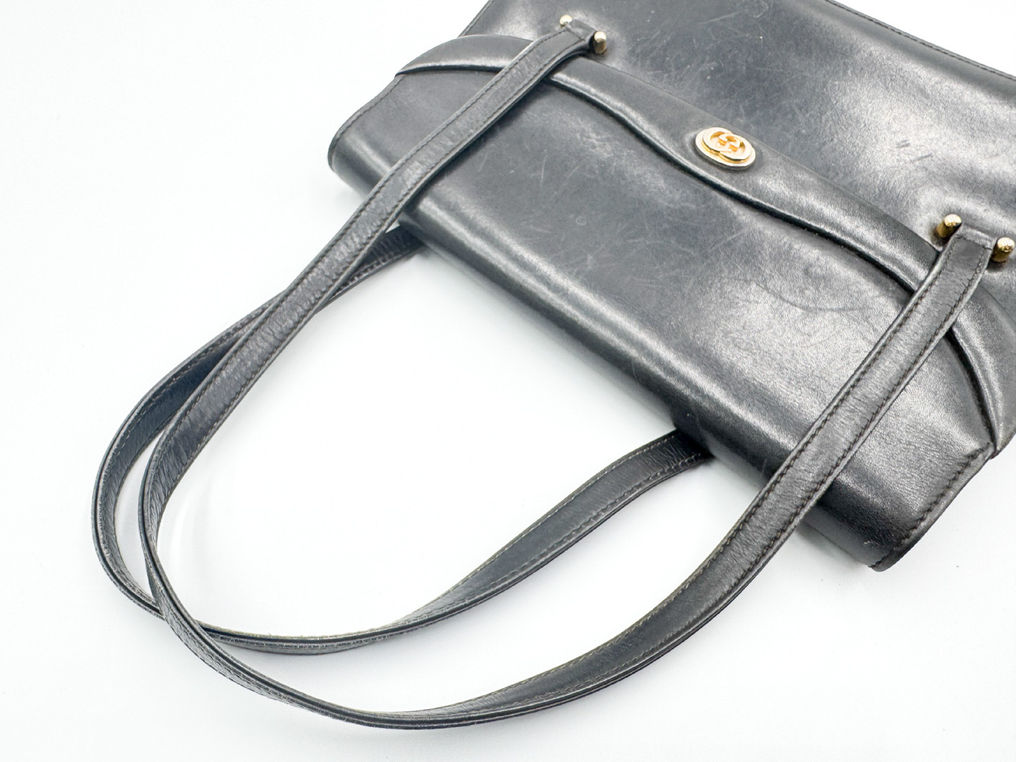 Leather Handbag, Black, Gold Hardware, GG Vintage Handbag — view 3