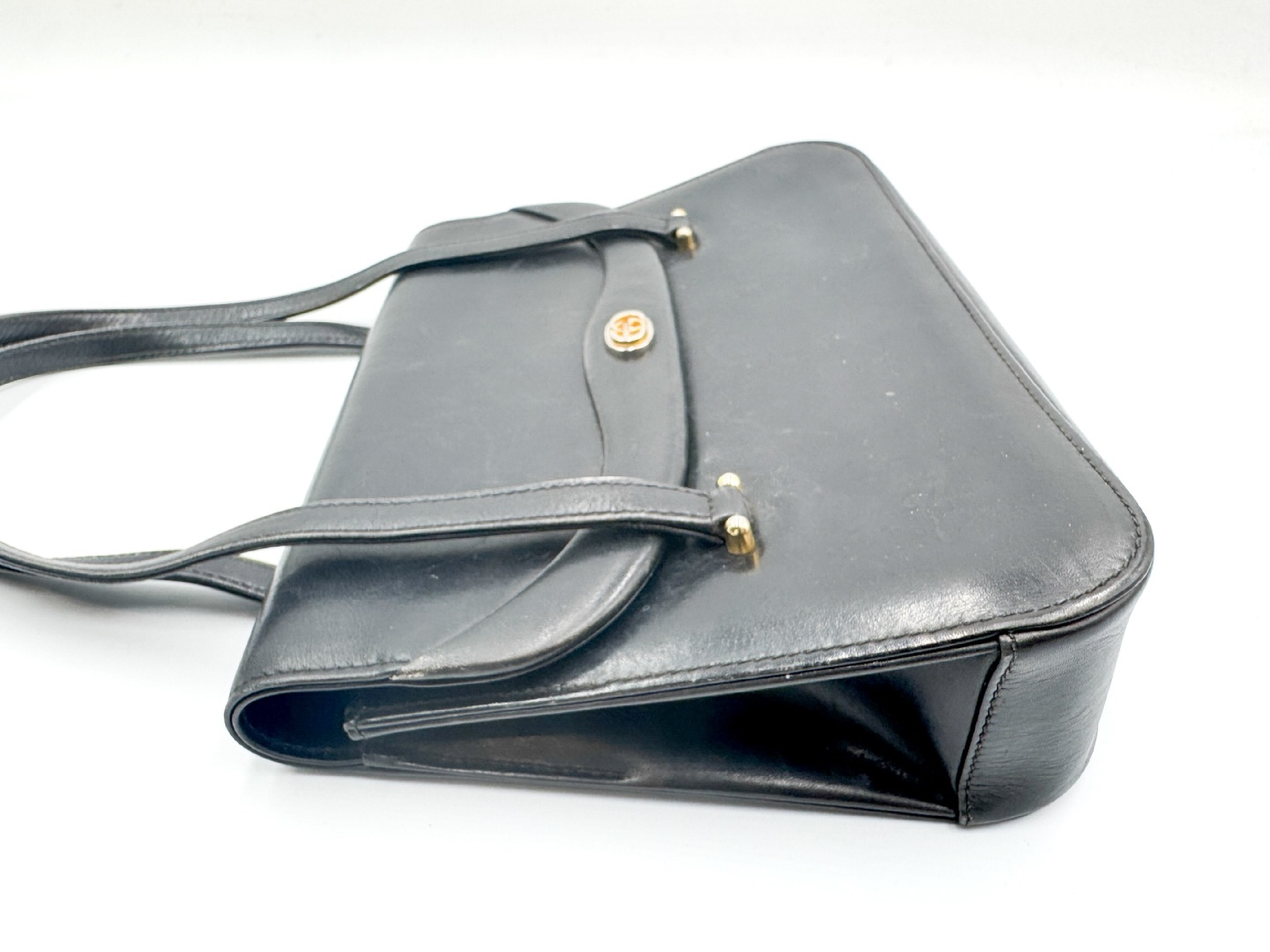 Leather Handbag, Black, Gold Hardware, GG Vintage Handbag — view 4