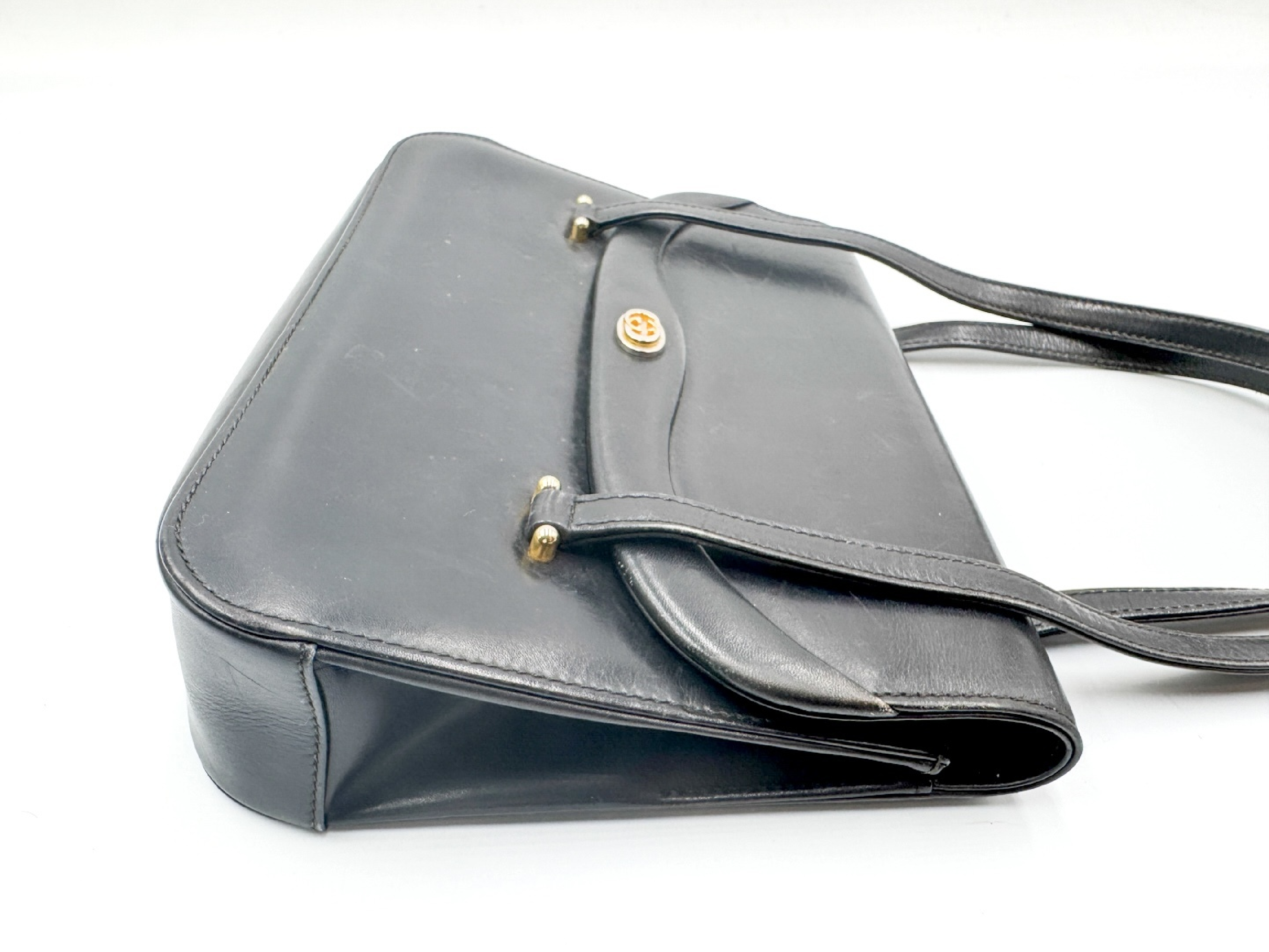 Leather Handbag, Black, Gold Hardware, GG Vintage Handbag — view 5