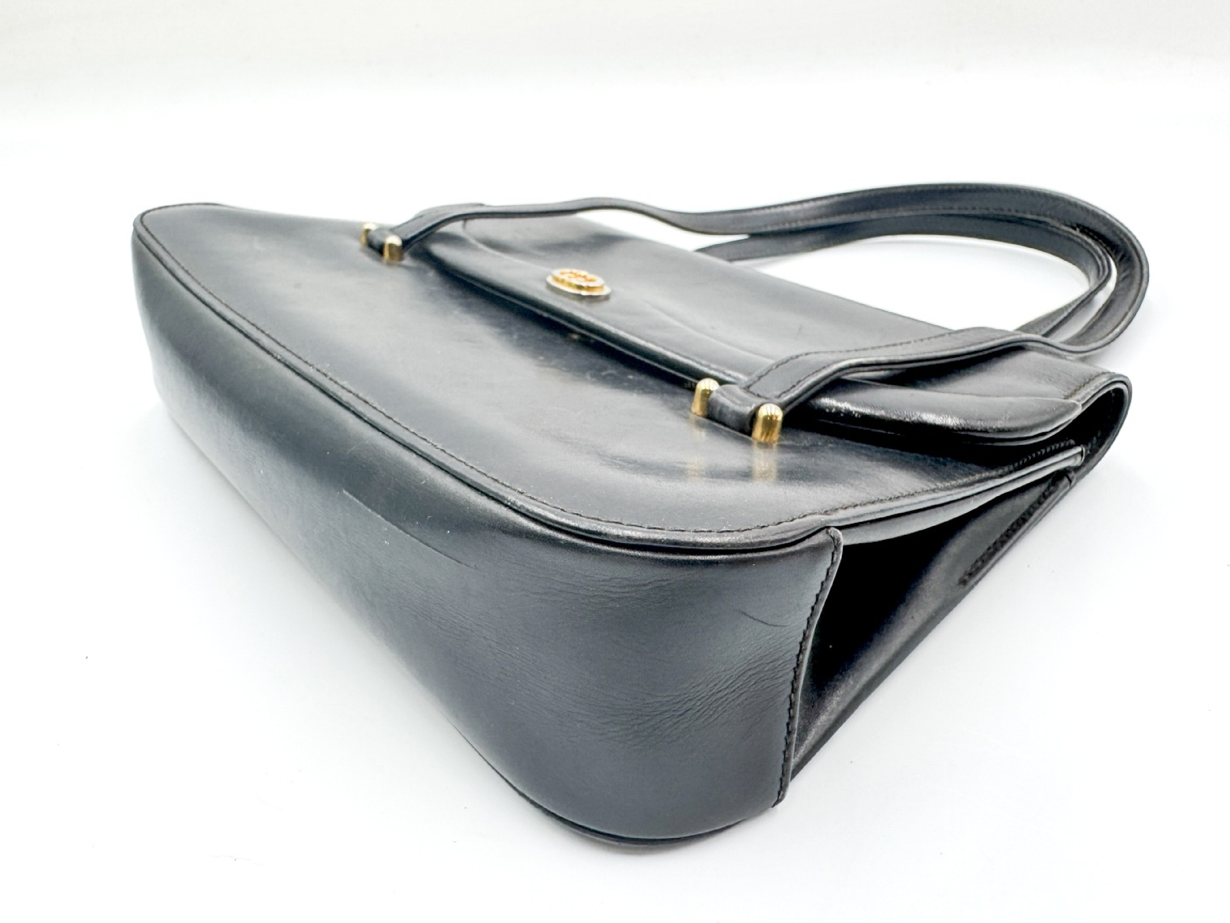 Leather Handbag, Black, Gold Hardware, GG Vintage Handbag — view 7