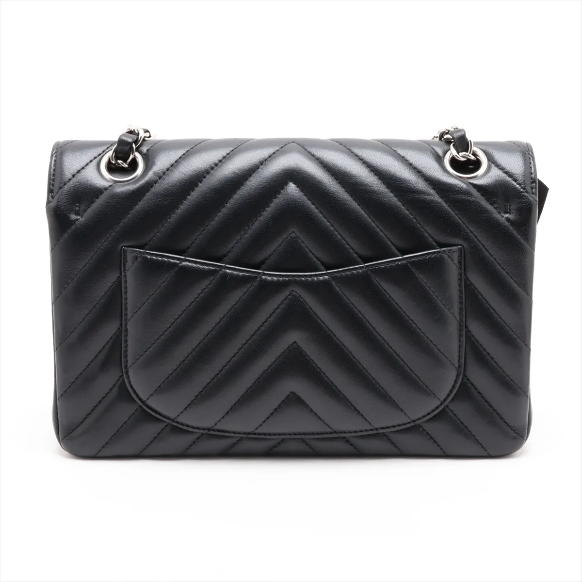 [Individually packaged] Chanel Chevron Lambskin Double Flap Double Chain Bag, Black with Silver Hardware, 30634650 (Serial Number in the 30s) — view 2