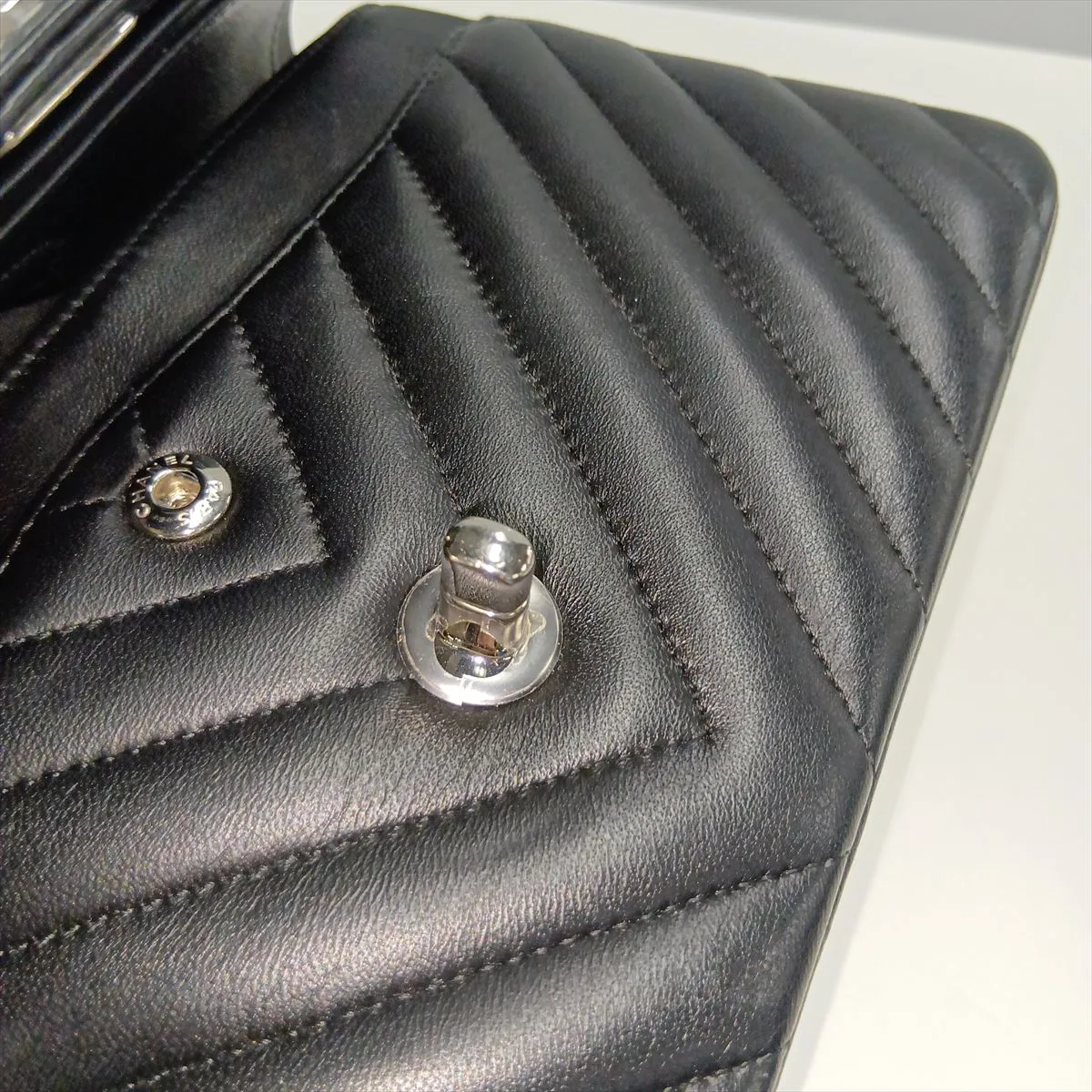 [Individually packaged] Chanel Chevron Lambskin Double Flap Double Chain Bag, Black with Silver Hardware, 30634650 (Serial Number in the 30s) — view 10