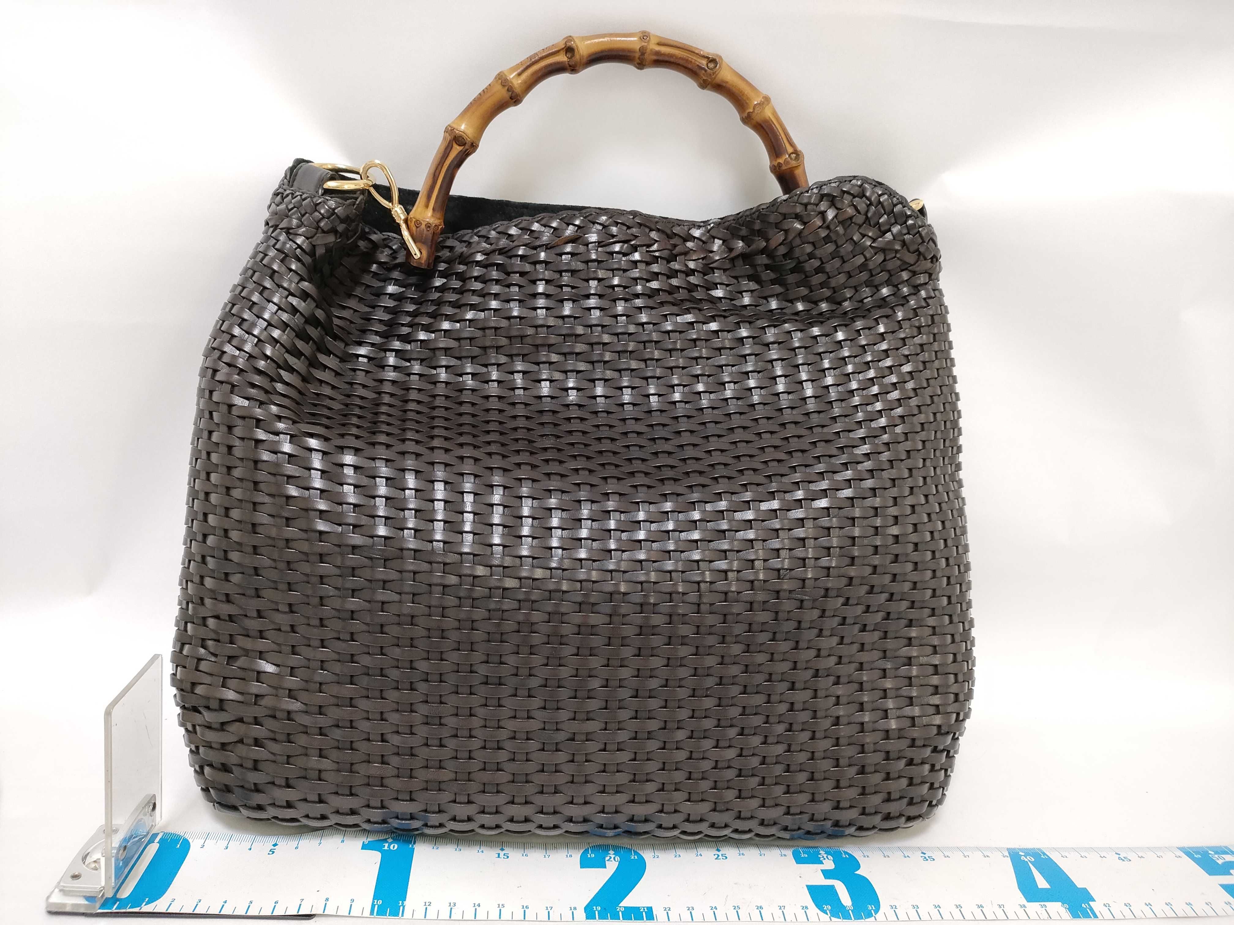 Bamboo Leather Woven Handbag (2-Way Handbag) — view 2
