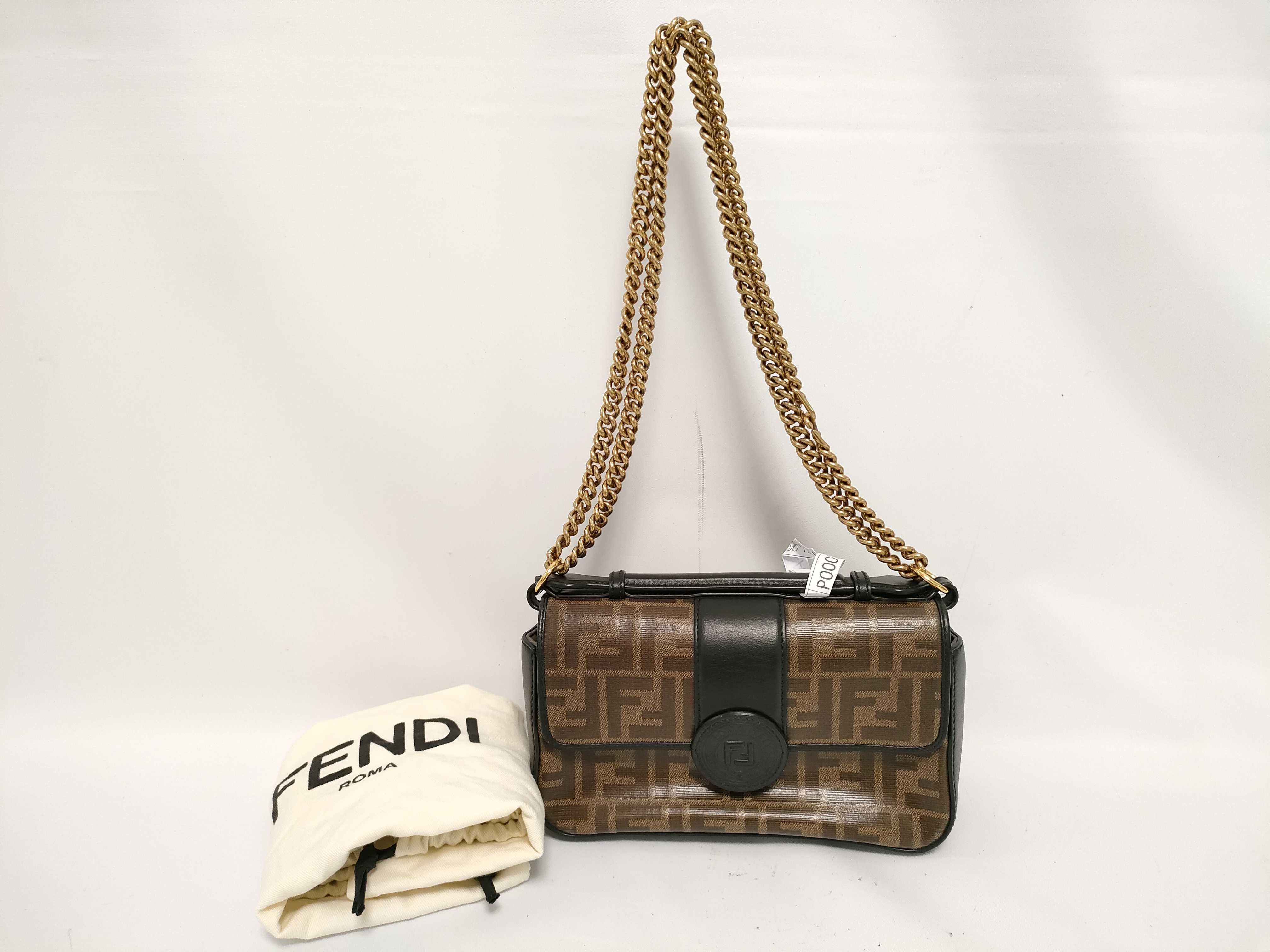 PH- Glazed Fabric Vitello Cantury Shoulder Bag Canvas Brown Shoulder Bag