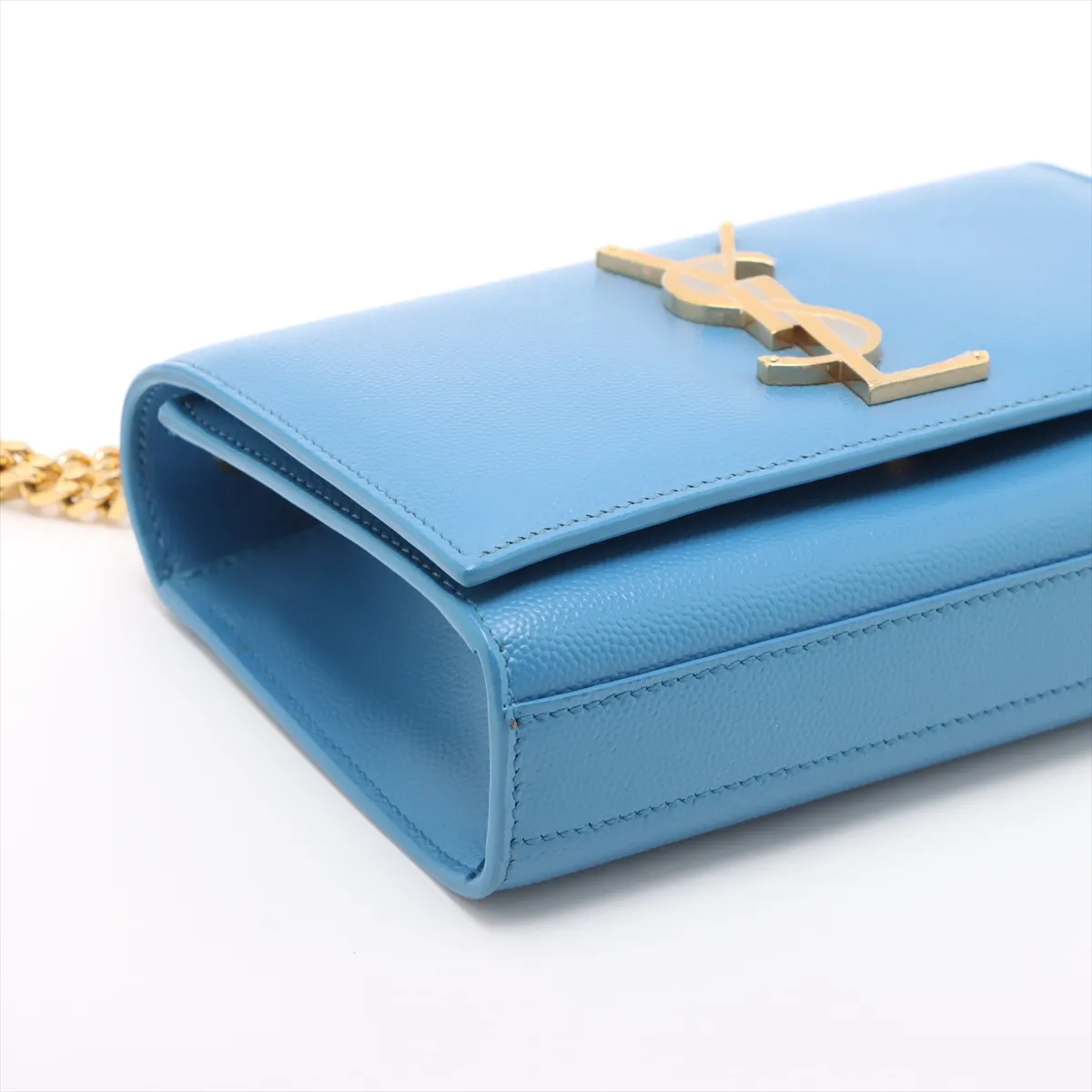 Classic Kate Leather Chain Shoulder Bag Blue — view 4
