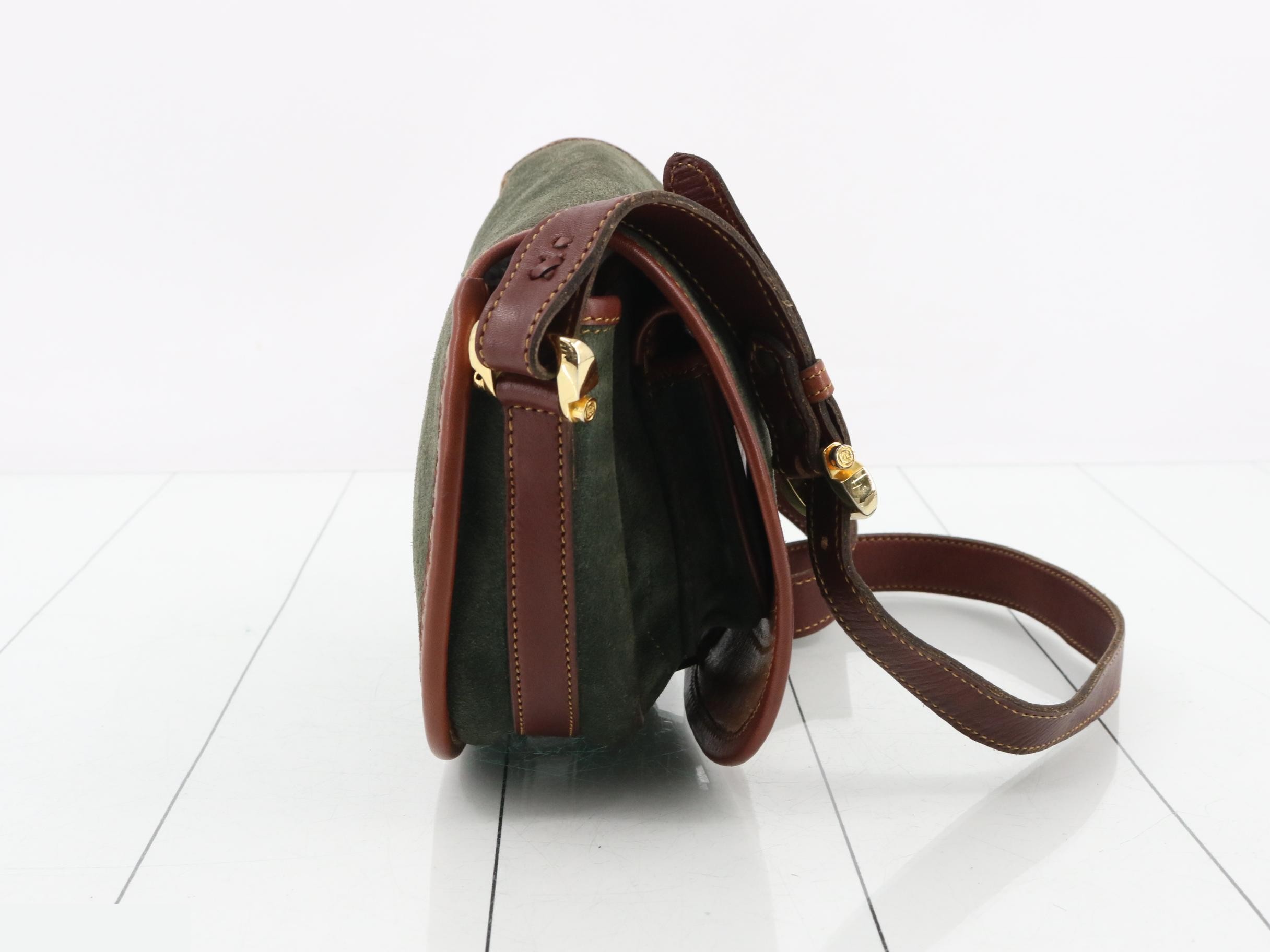 Suede and vintage leather combination shoulder bag — view 4