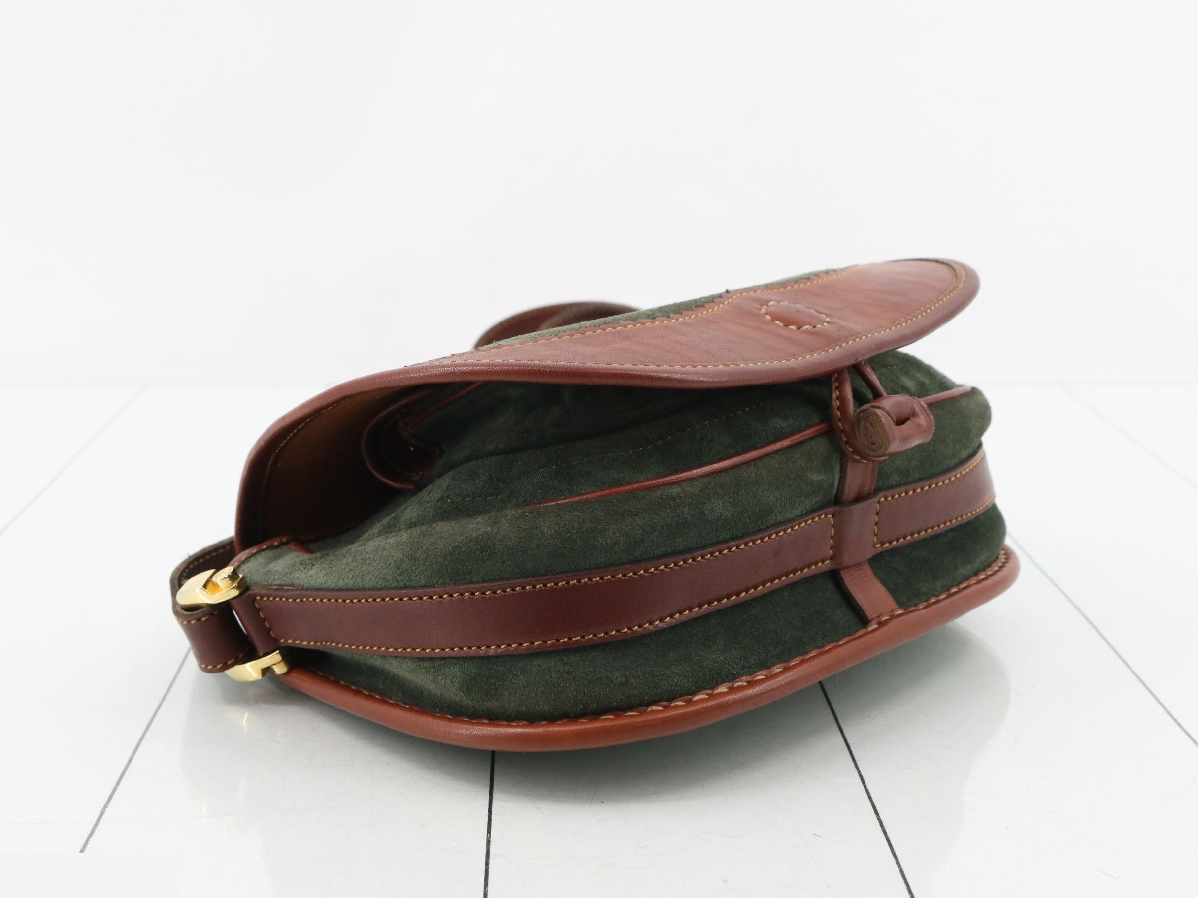 Suede and vintage leather combination shoulder bag — view 5