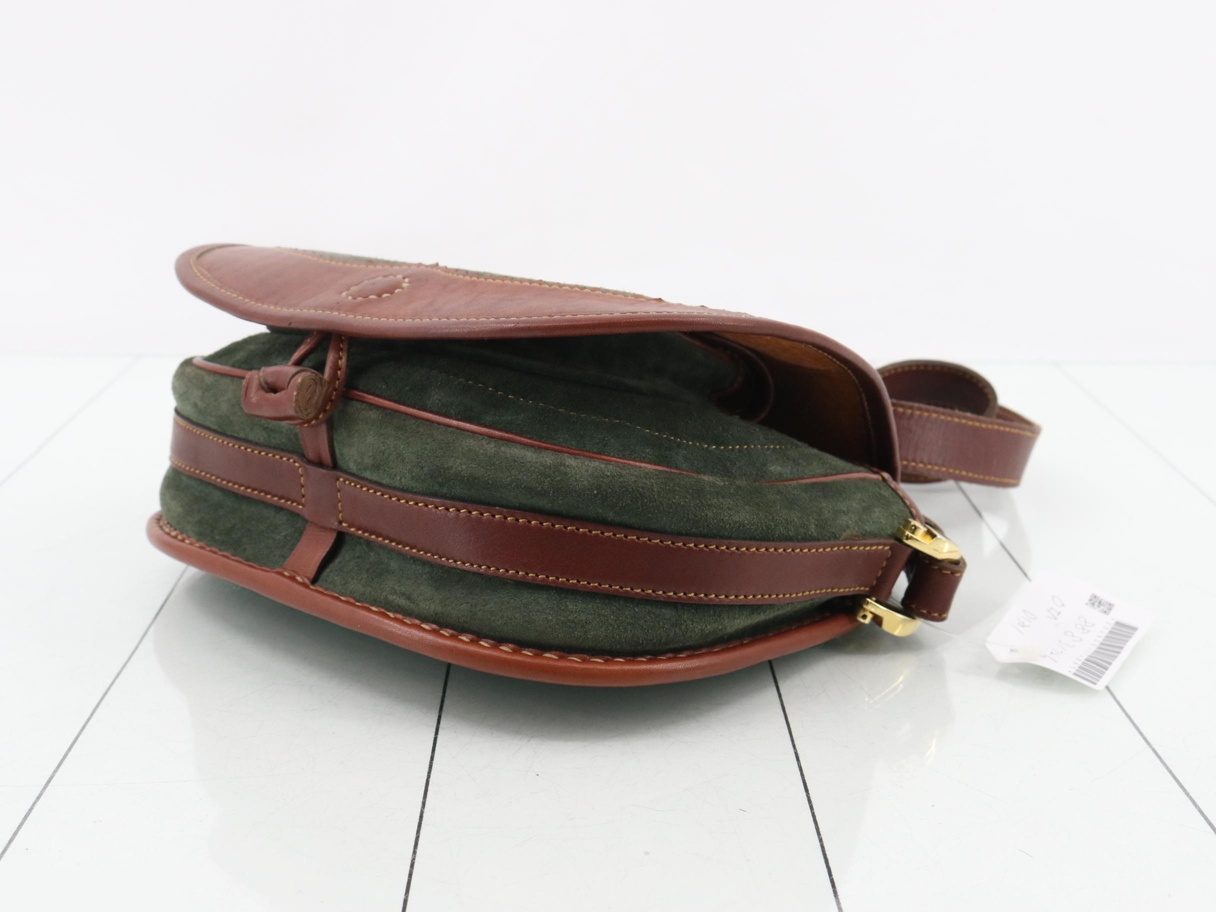 Suede and vintage leather combination shoulder bag — view 6