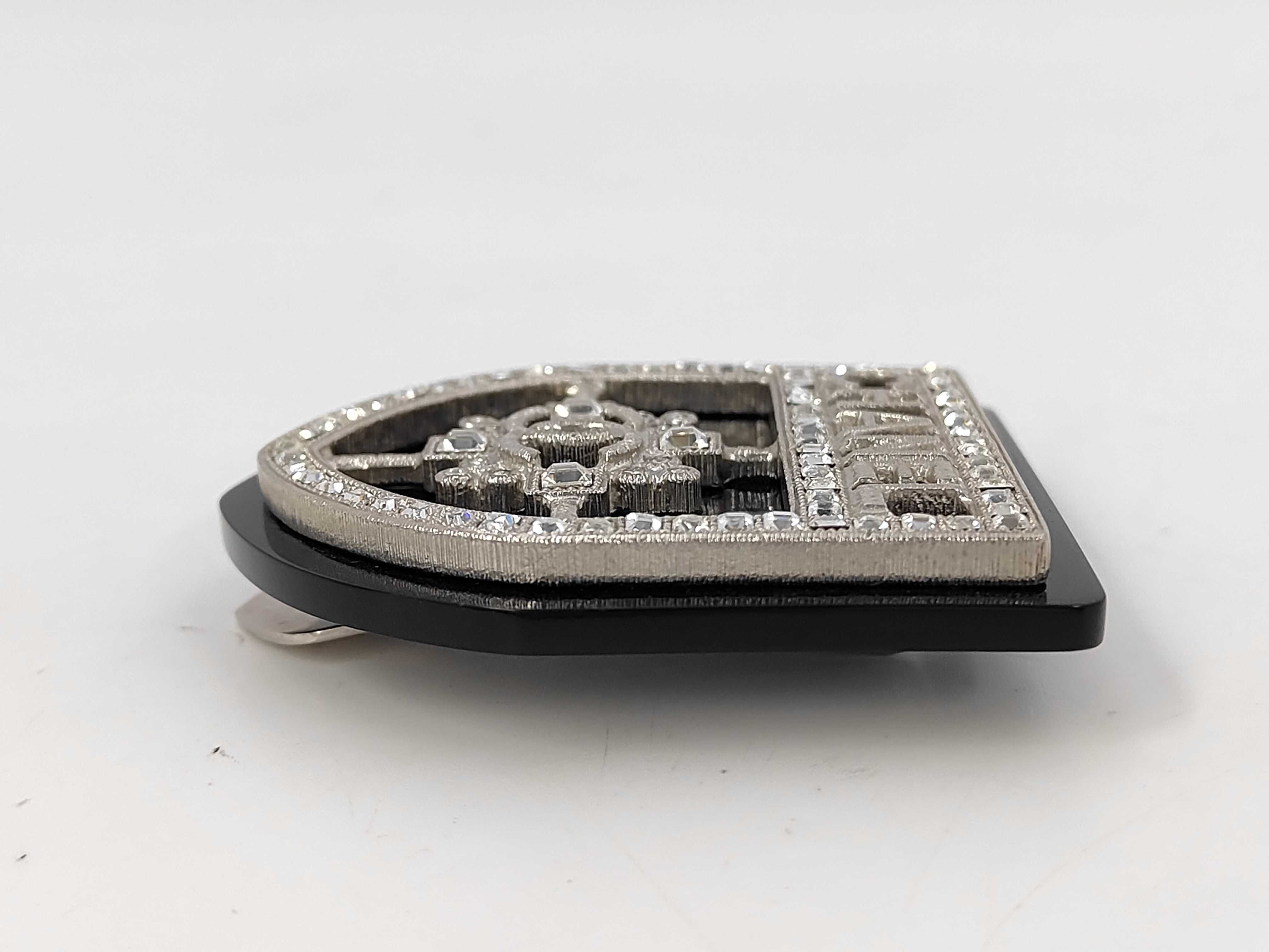 logo rhinestone brooch — view 5