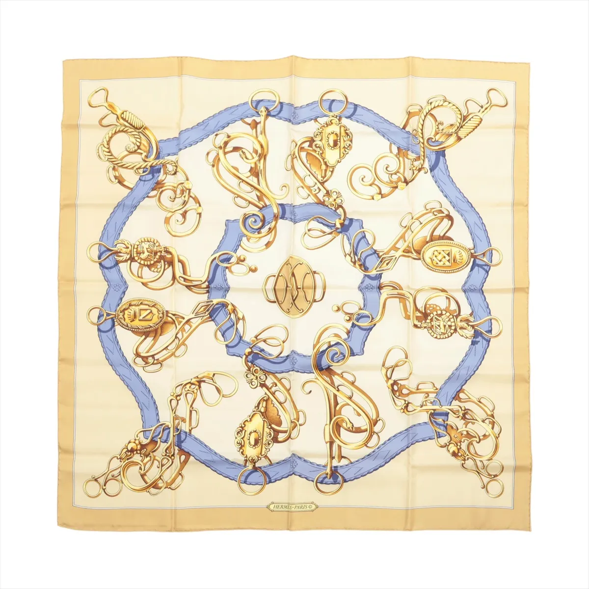 Carre 90 Lift Profile scarf, silk, cream color, some wear,