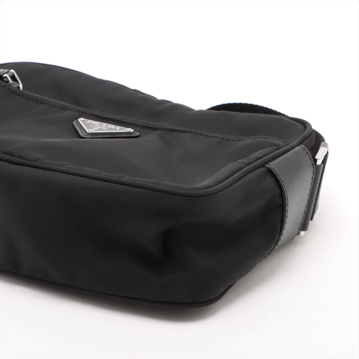 Tessuto Nylon x Leather Shoulder Bag Black 1BC167 — view 3
