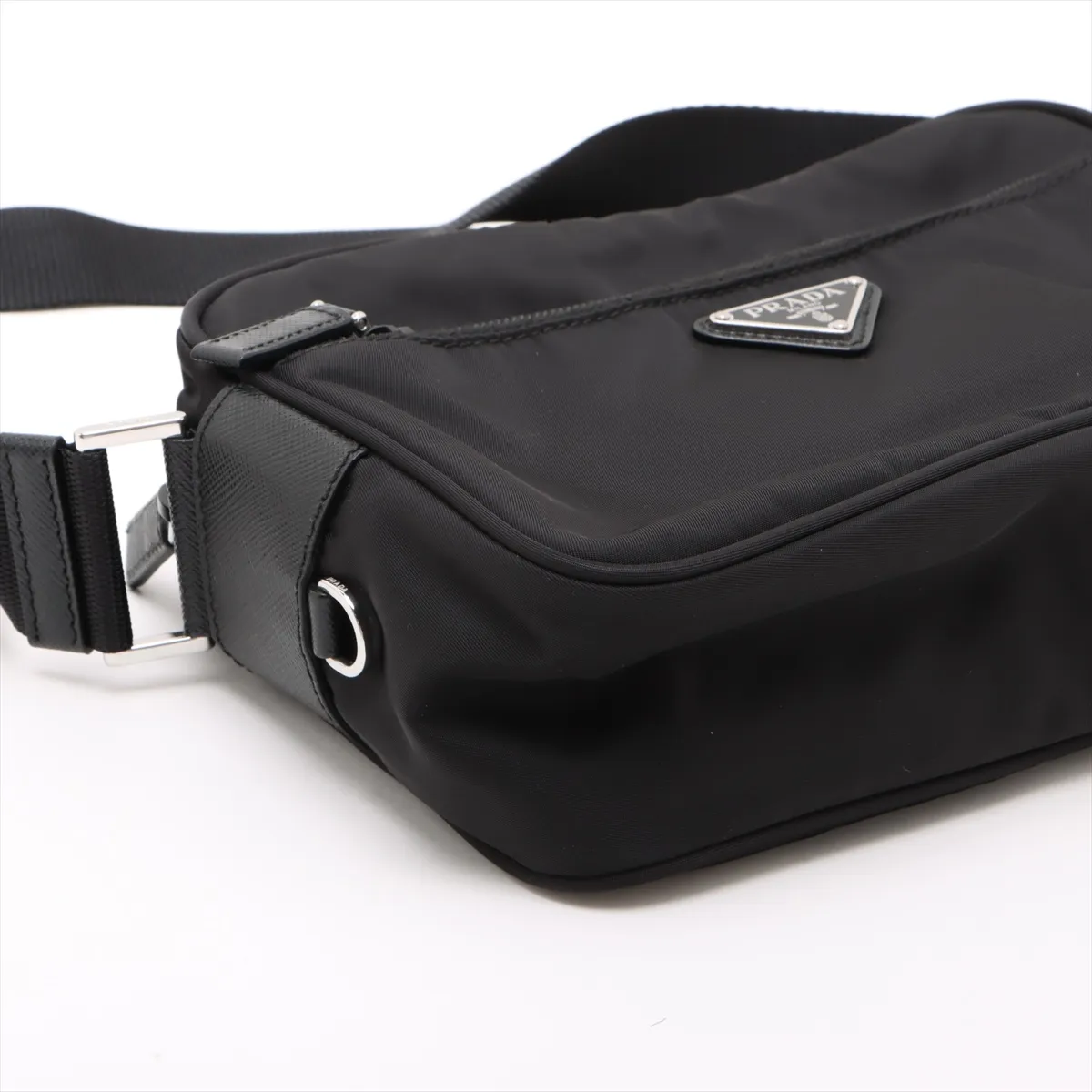 Tessuto Nylon x Leather Shoulder Bag Black 1BC167 — view 4