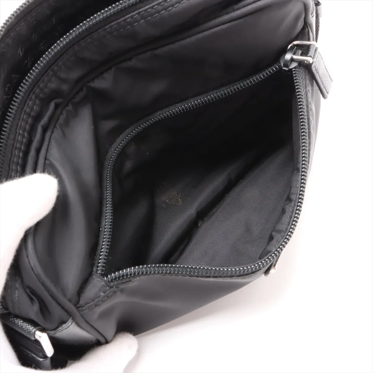 Tessuto Nylon x Leather Shoulder Bag Black 1BC167 — view 8