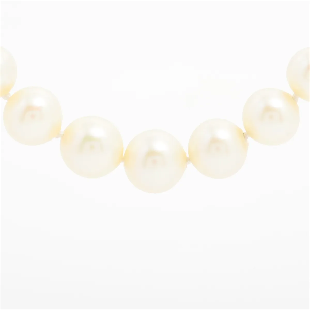 necklace, metal and faux pearl, silver. Shows wear, tarnishing, — view 2