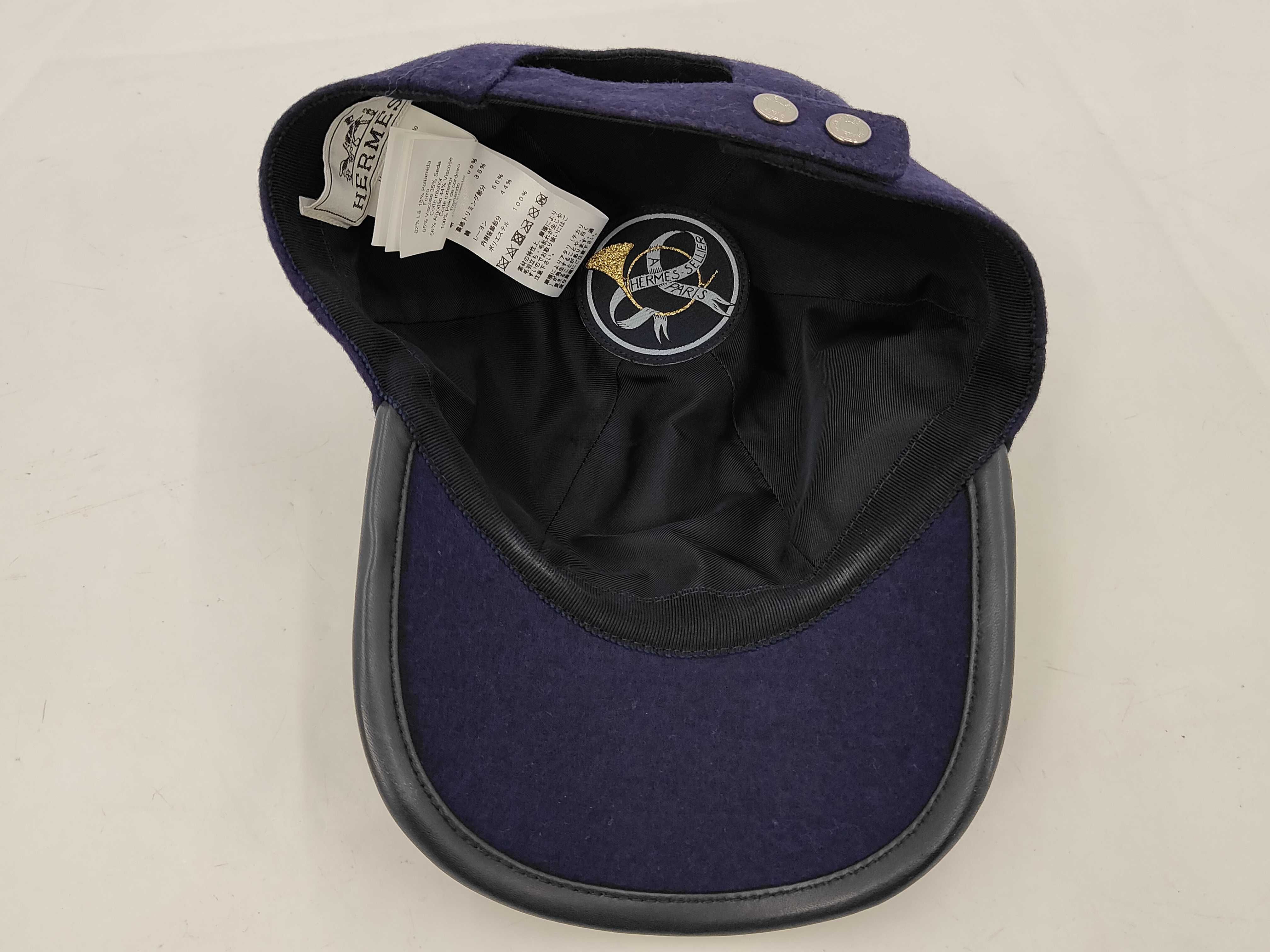 Sellier Cap, Size 57, Wool x Nylon, Navy, Other Accessories — view 7