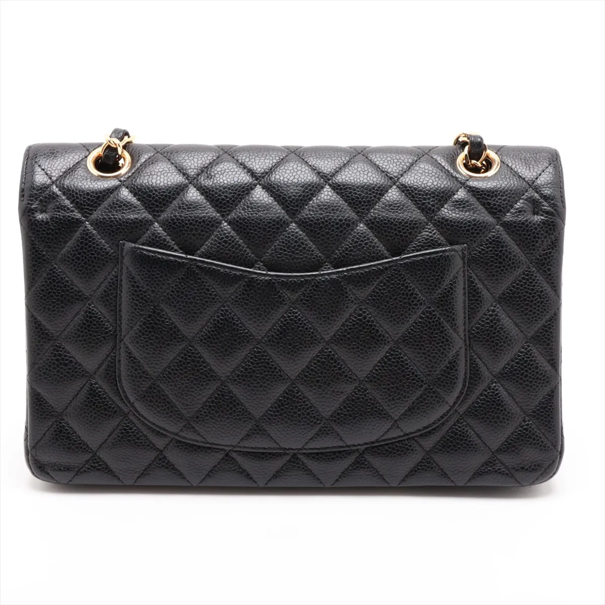 [Individually packaged] Chanel Matelassé 25 Caviar Skin Double Flap Double Chain Bag, Black with Gold Hardware, 17367277, Serial Number 17, A01112 — view 2