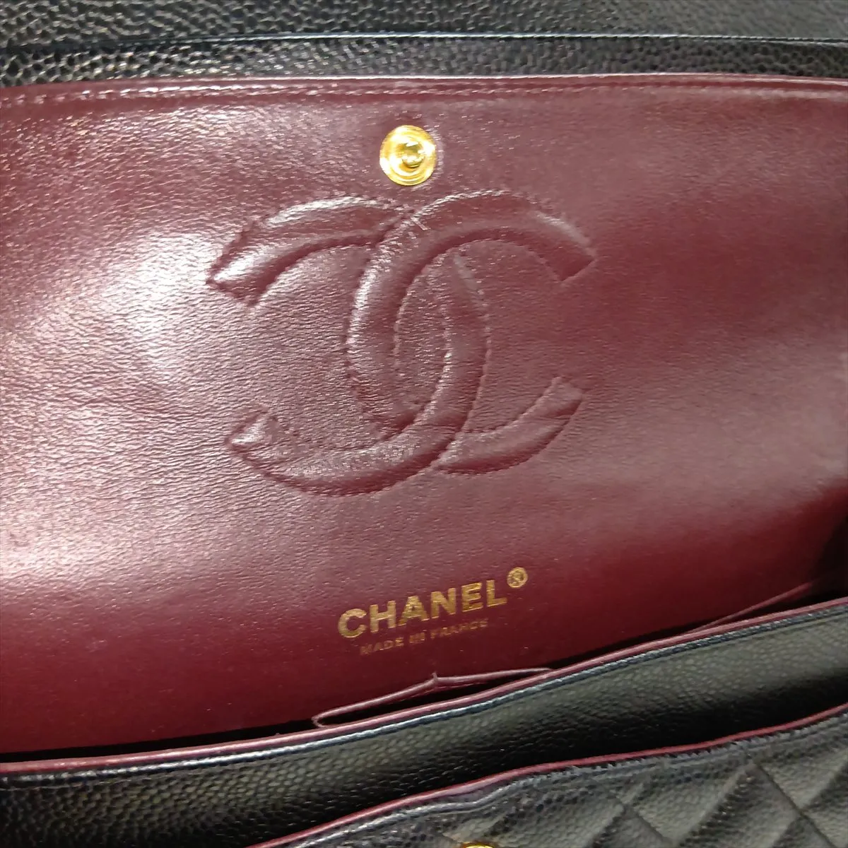 [Individually packaged] Chanel Matelassé 25 Caviar Skin Double Flap Double Chain Bag, Black with Gold Hardware, 17367277, Serial Number 17, A01112 — view 12