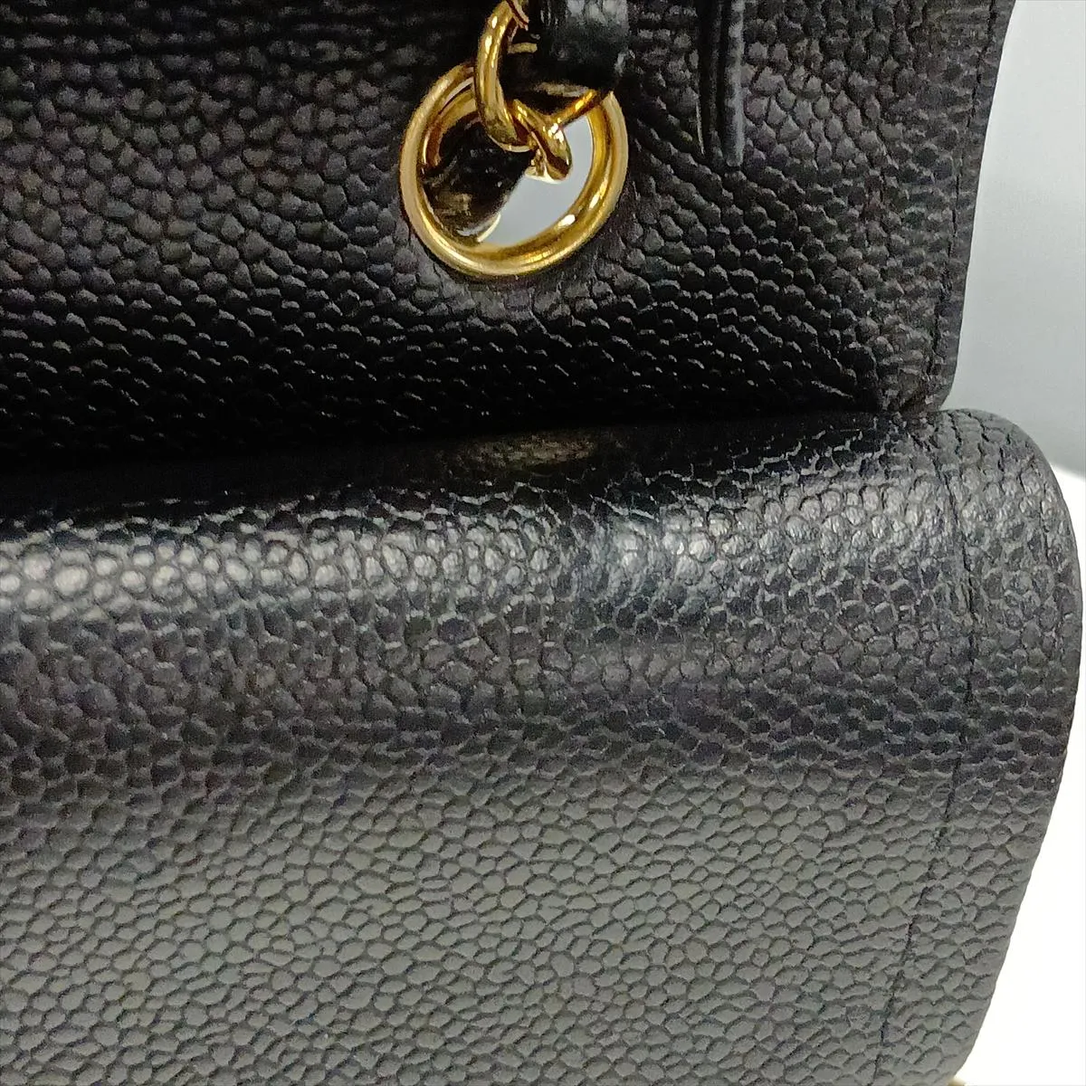 [Individually packaged] Chanel Matelassé 25 Caviar Skin Double Flap Double Chain Bag, Black with Gold Hardware, 17367277, Serial Number 17, A01112 — view 14