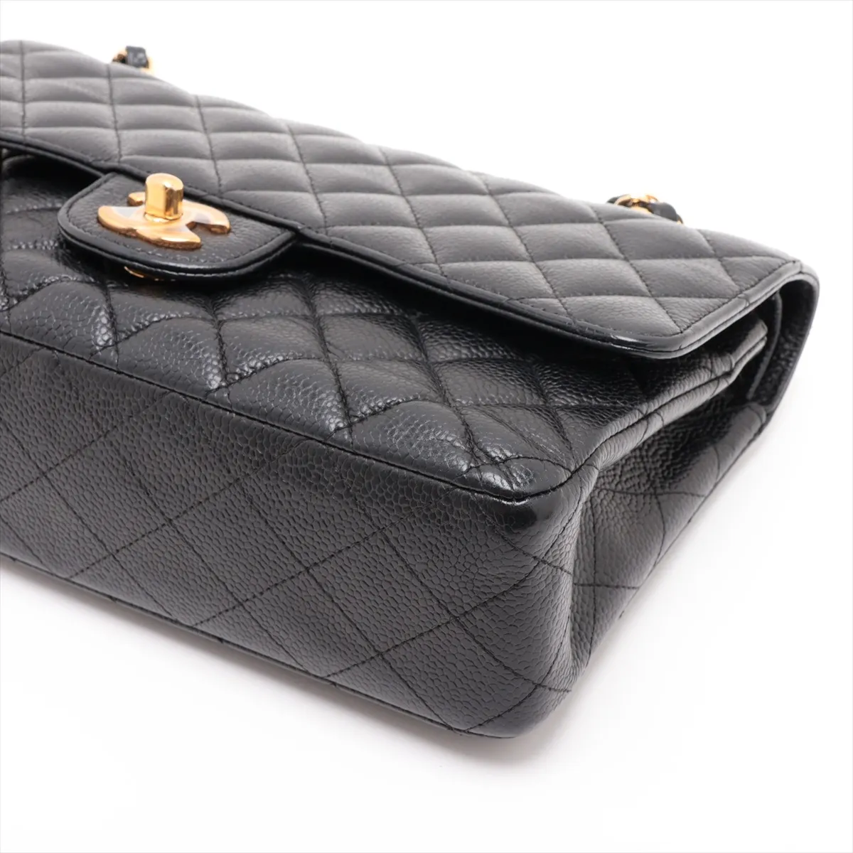 [Individually packaged] Chanel Matelassé 25 Caviar Skin Double Flap Double Chain Bag, Black with Gold Hardware, 17367277, Serial Number 17, A01112 — view 3