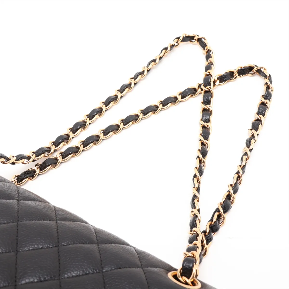 [Individually packaged] Chanel Matelassé 25 Caviar Skin Double Flap Double Chain Bag, Black with Gold Hardware, 17367277, Serial Number 17, A01112 — view 5