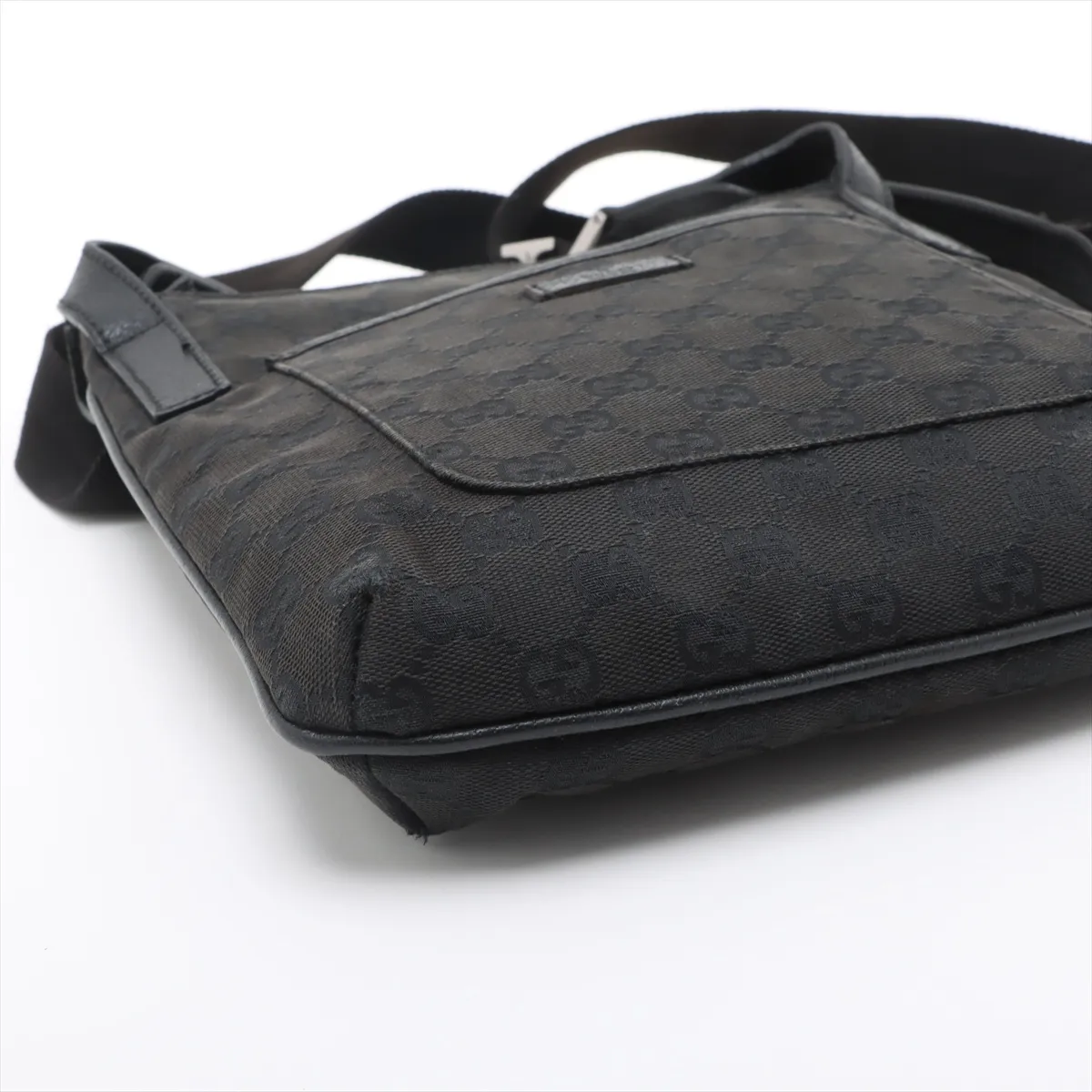 GG Canvas x Leather Shoulder Bag Black 122793 — view 4
