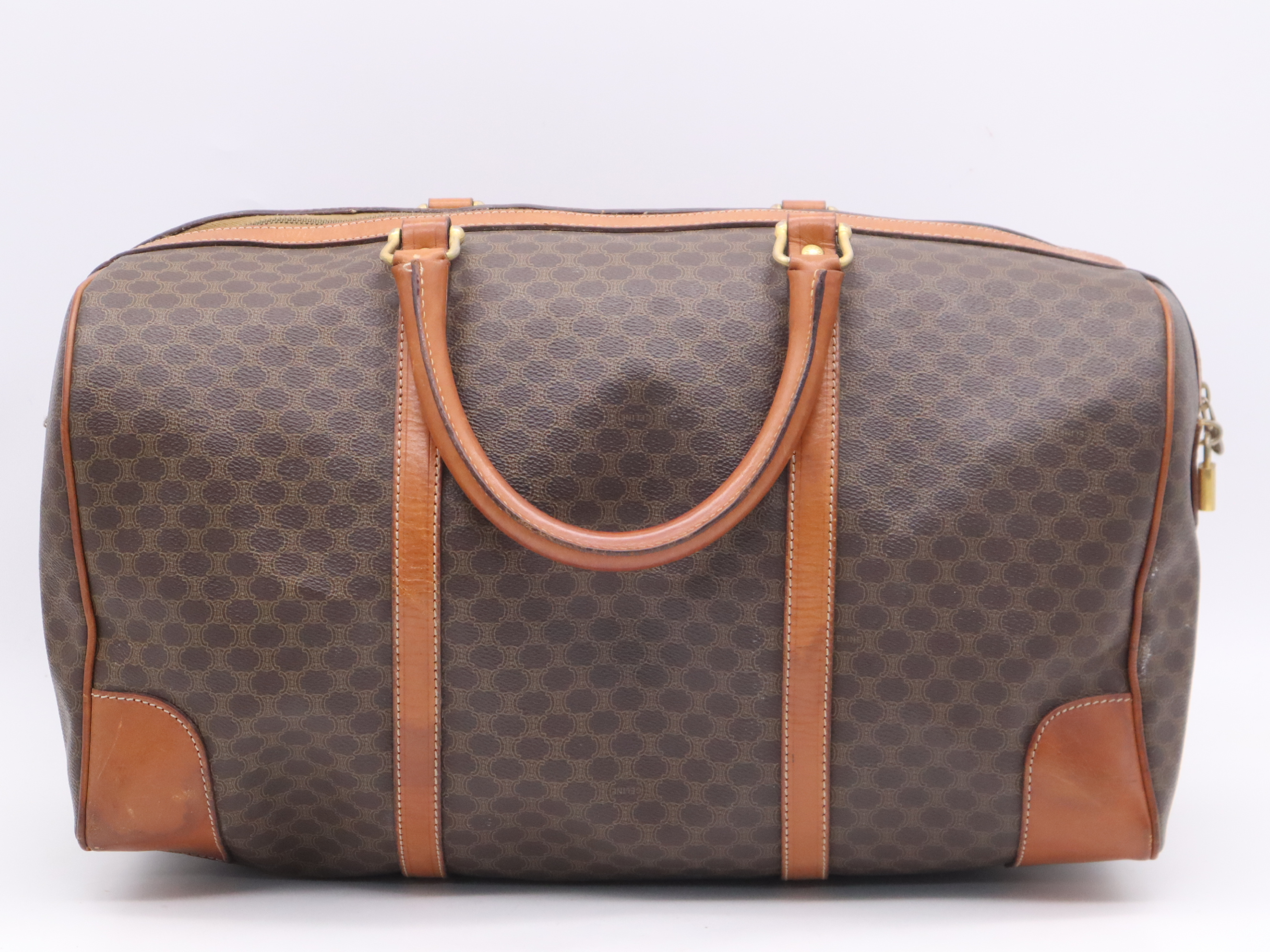 PVC x Leather Macadam Boston Bag, Brown, Gold Hardware, with Padlock, 2 Keys, and Clochette. — view 2