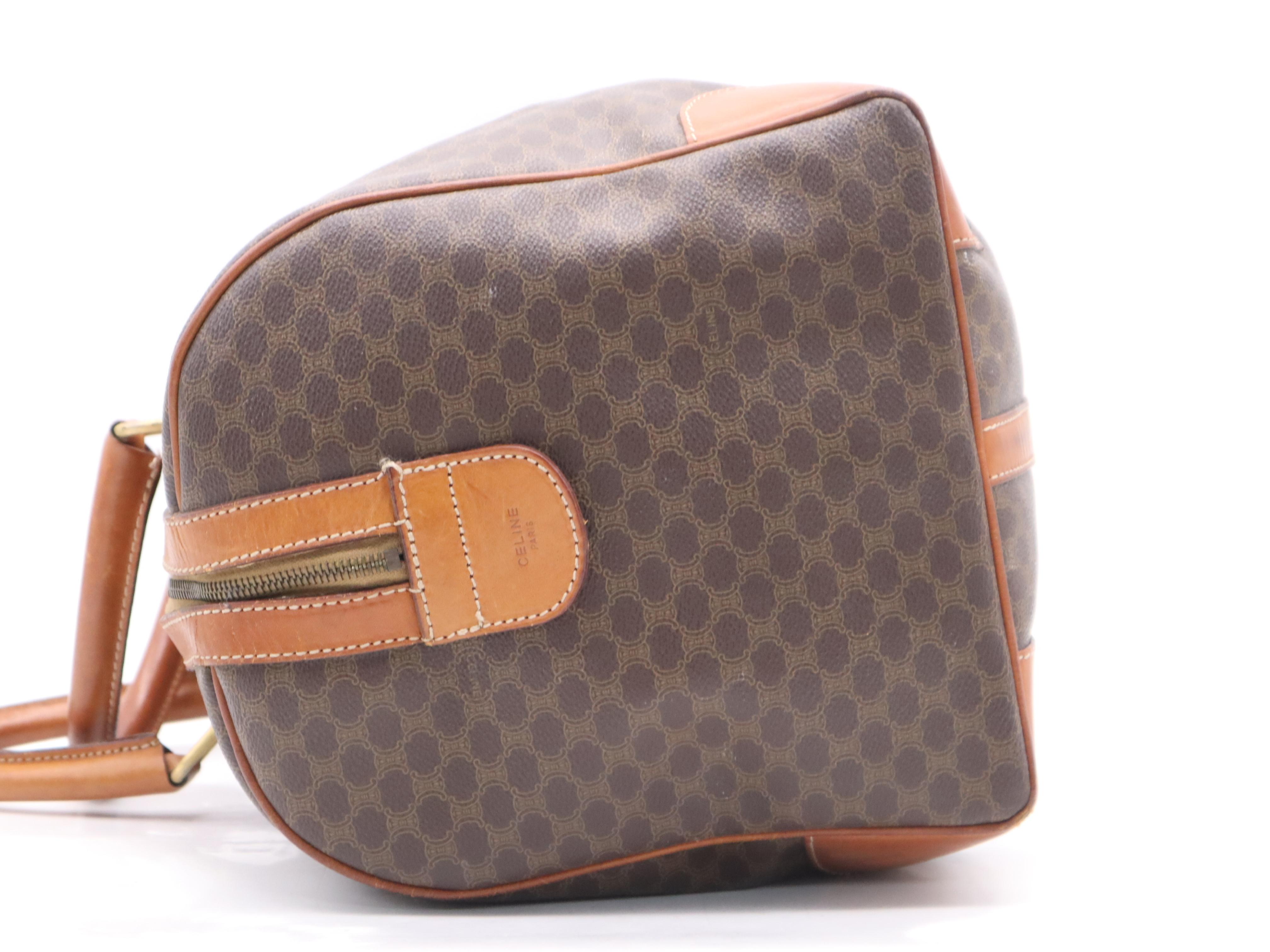 PVC x Leather Macadam Boston Bag, Brown, Gold Hardware, with Padlock, 2 Keys, and Clochette. — view 3
