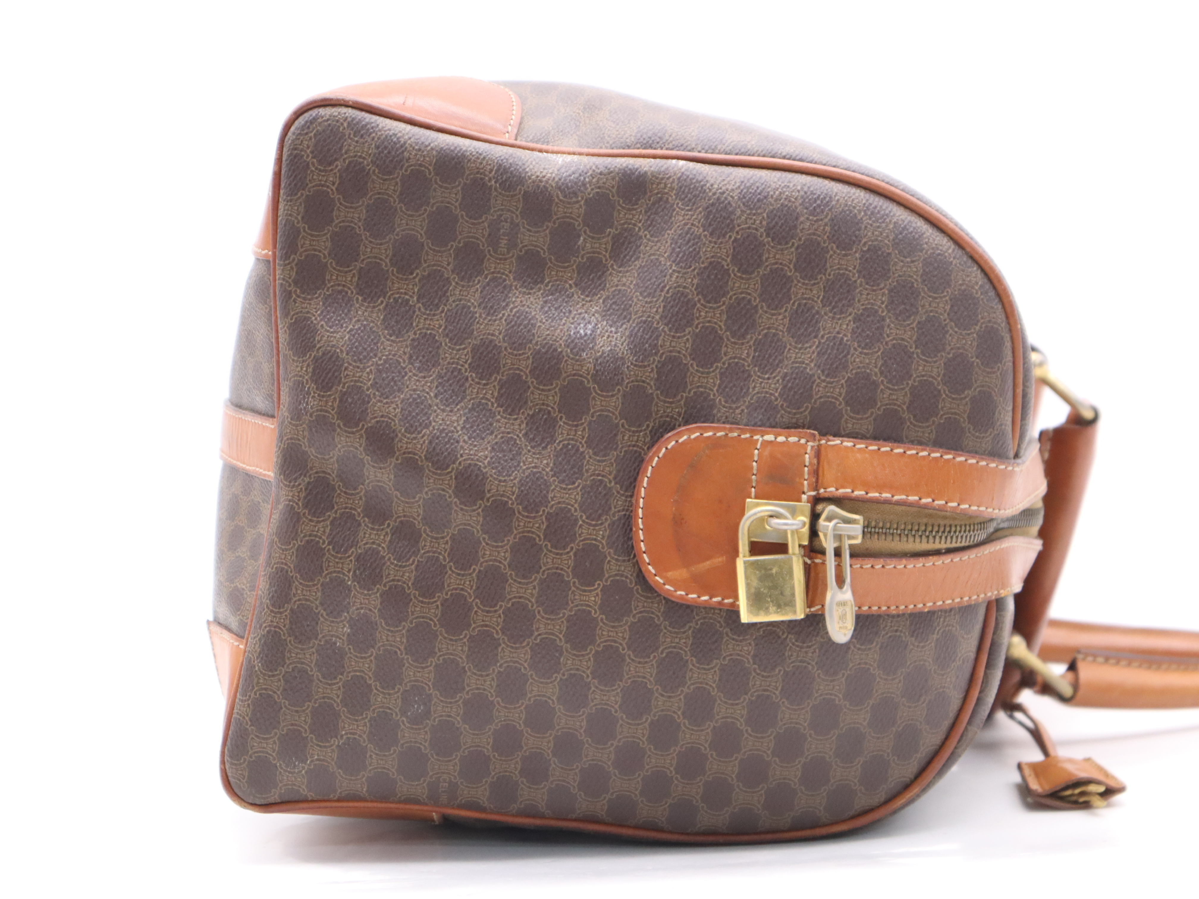 PVC x Leather Macadam Boston Bag, Brown, Gold Hardware, with Padlock, 2 Keys, and Clochette. — view 5