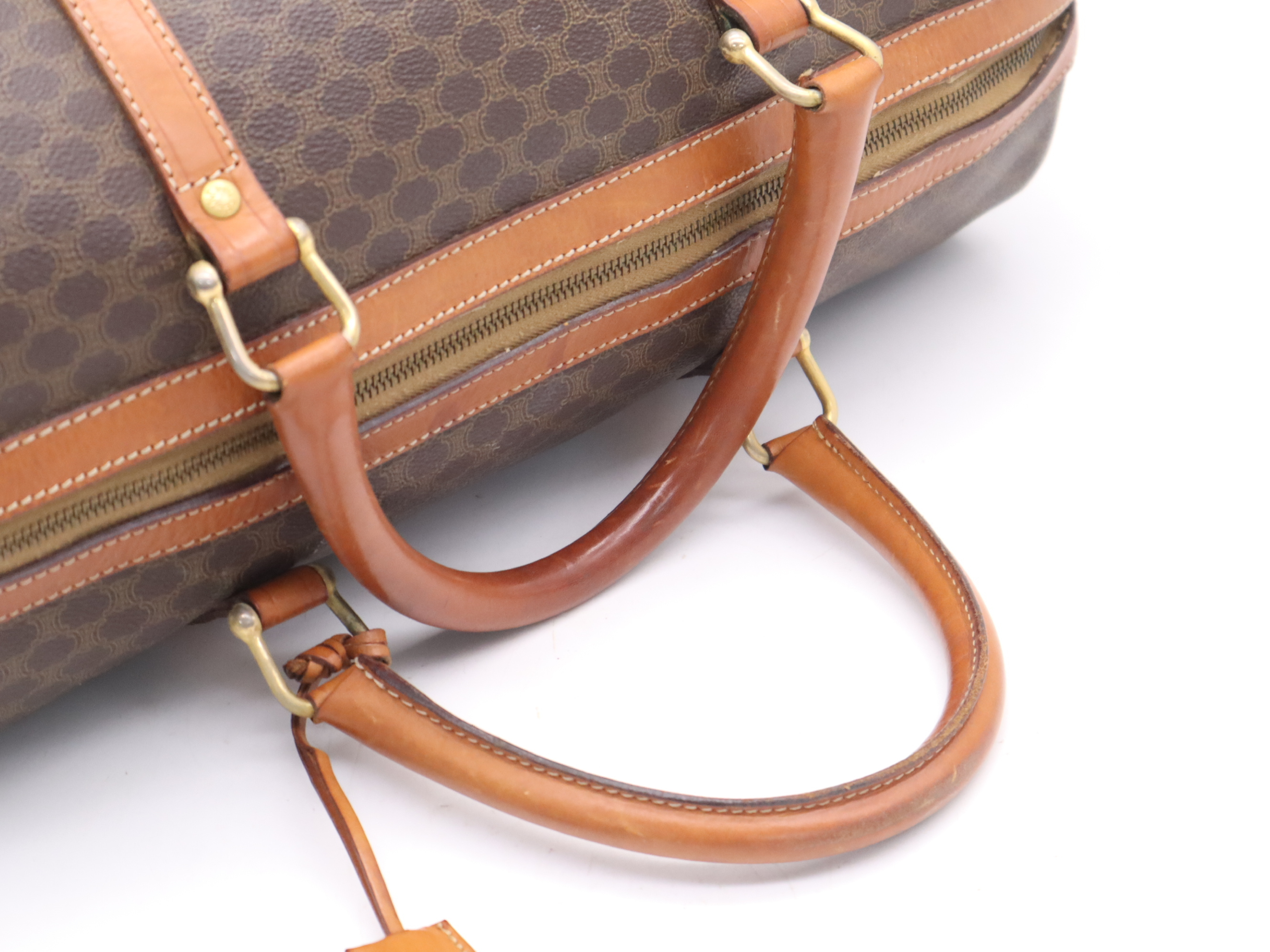 PVC x Leather Macadam Boston Bag, Brown, Gold Hardware, with Padlock, 2 Keys, and Clochette. — view 6