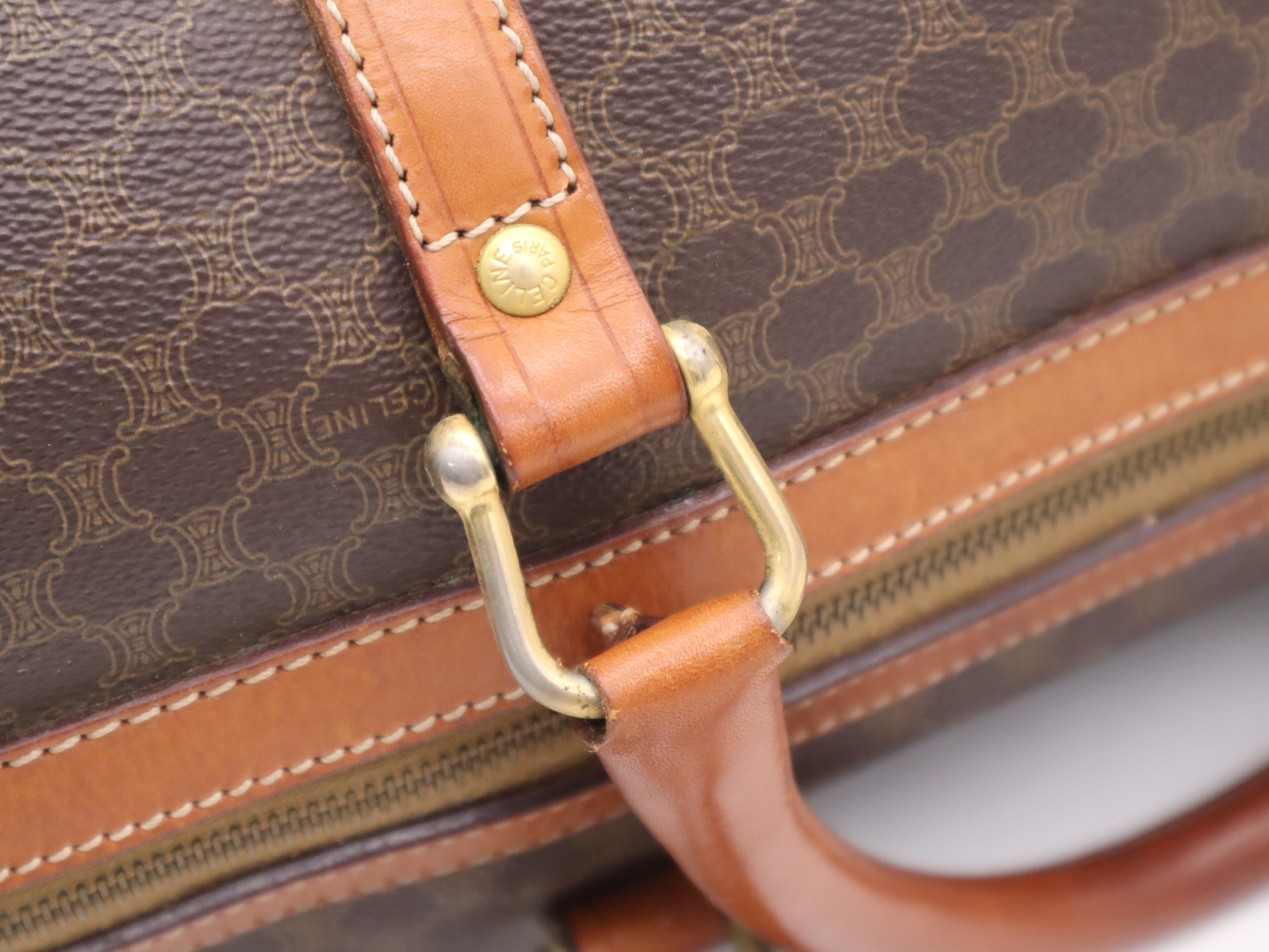 PVC x Leather Macadam Boston Bag, Brown, Gold Hardware, with Padlock, 2 Keys, and Clochette. — view 7