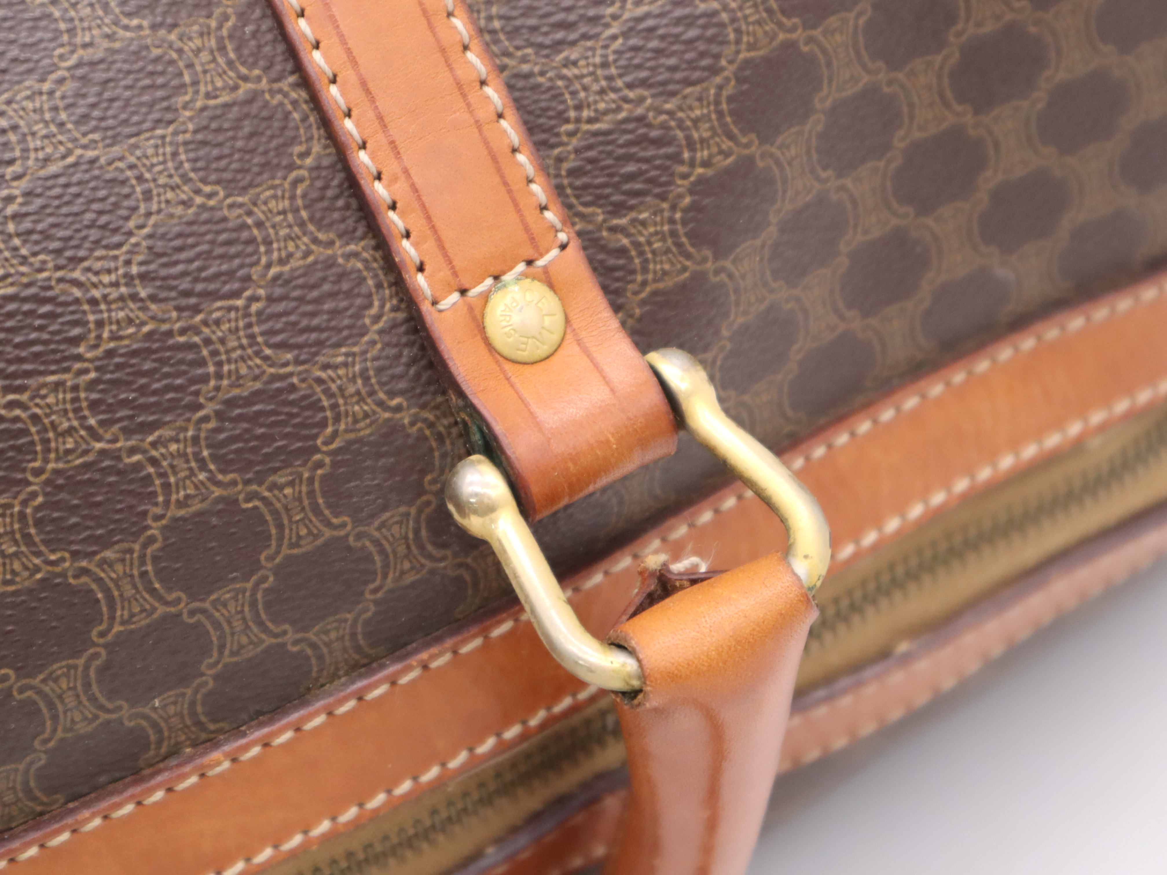 PVC x Leather Macadam Boston Bag, Brown, Gold Hardware, with Padlock, 2 Keys, and Clochette. — view 8