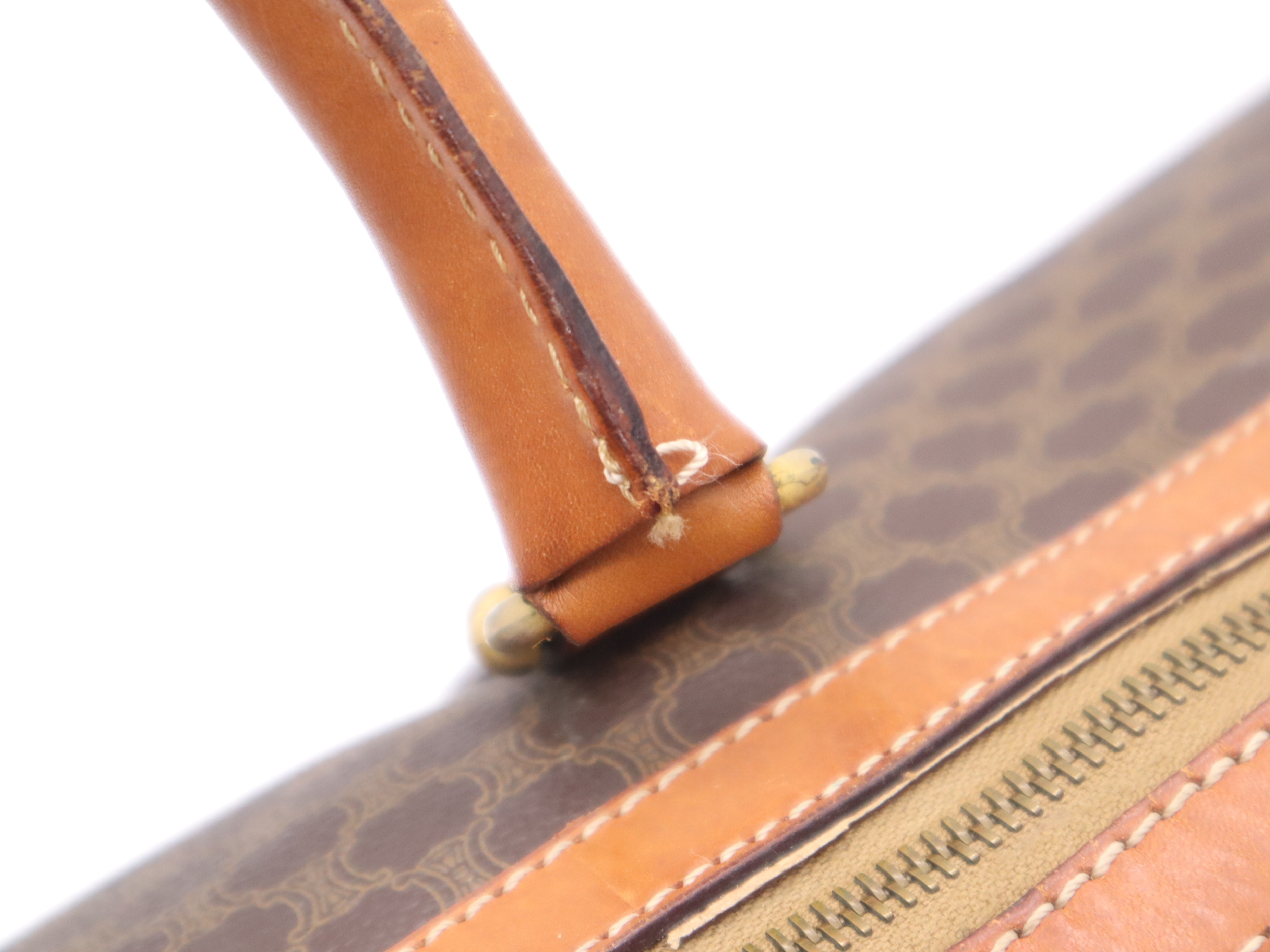 PVC x Leather Macadam Boston Bag, Brown, Gold Hardware, with Padlock, 2 Keys, and Clochette. — view 9