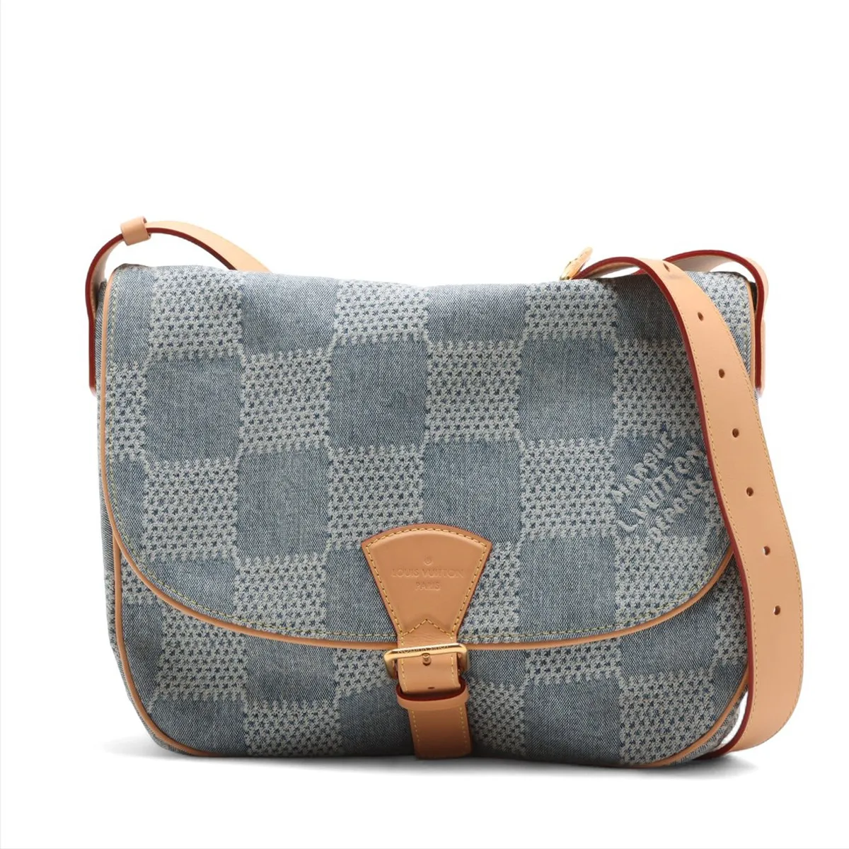 Damier Denim 3D Montsouris Messenger MM N40743 Red (RFID detected)