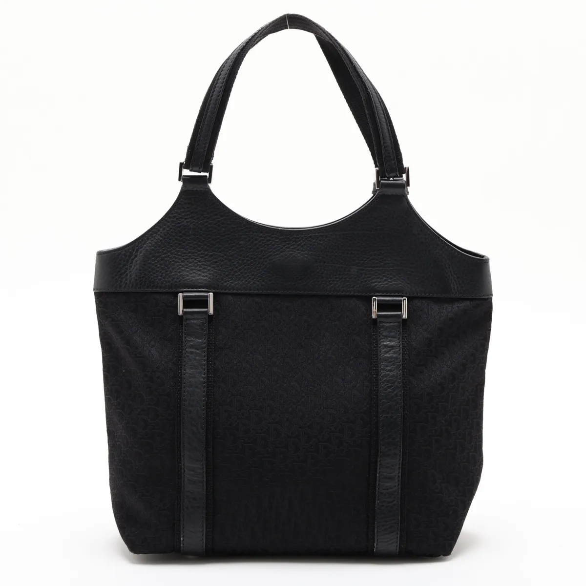 Trotter Street Chic Canvas x Leather Handbag, Black — view 2