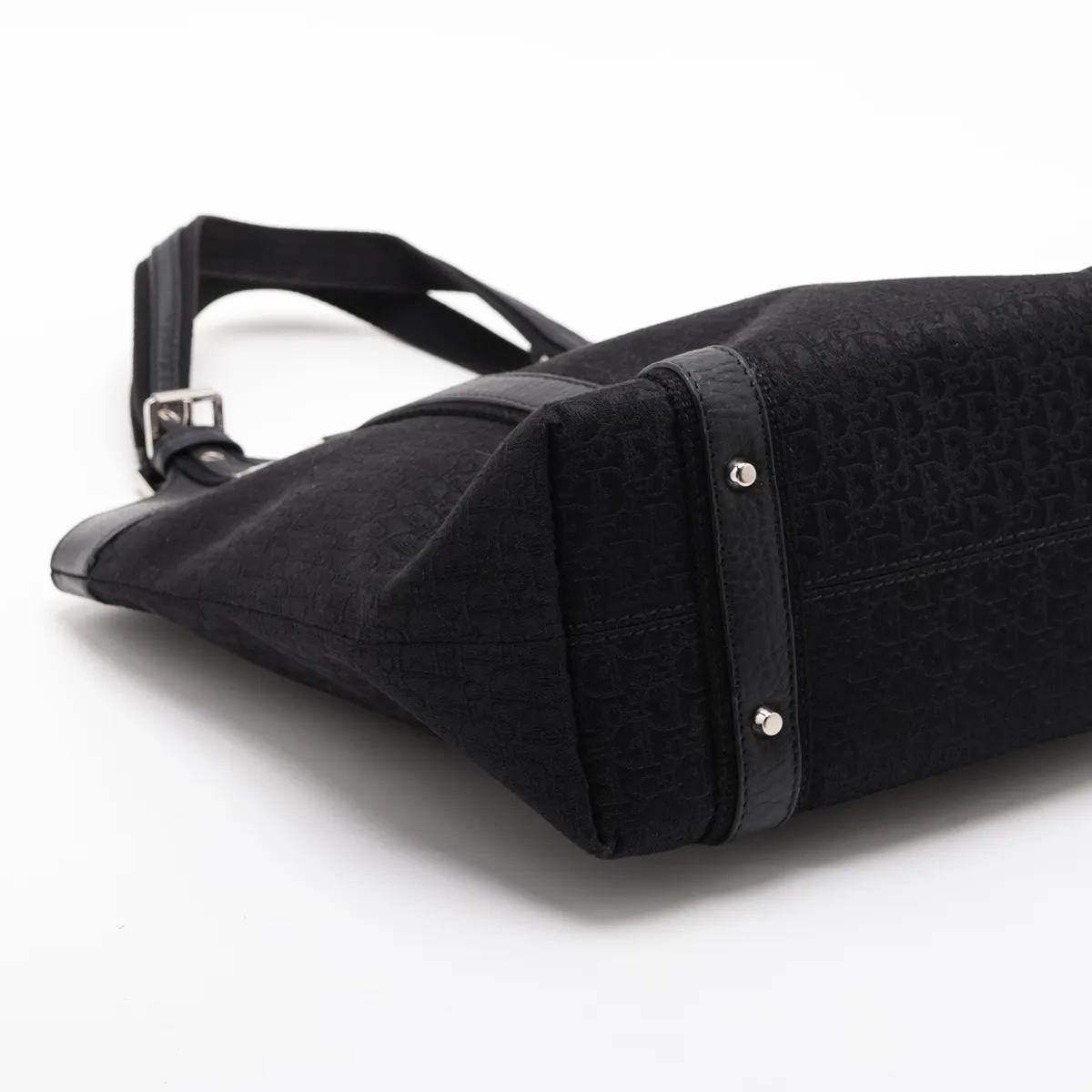 Trotter Street Chic Canvas x Leather Handbag, Black — view 4