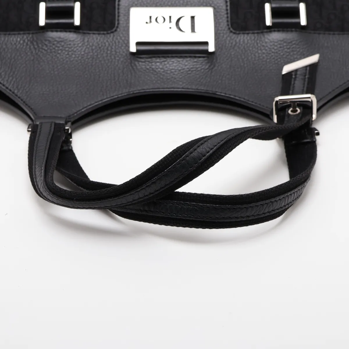 Trotter Street Chic Canvas x Leather Handbag, Black — view 5