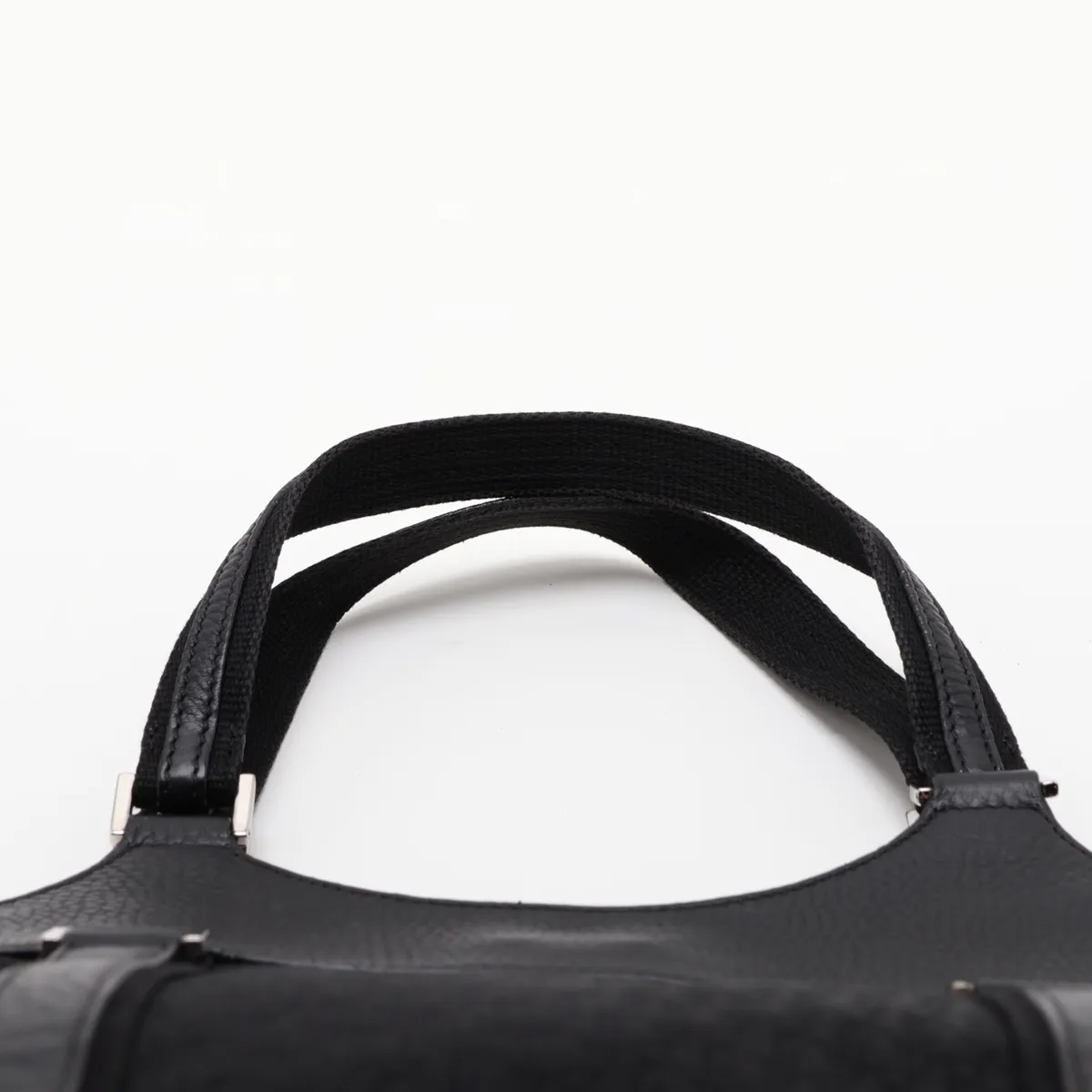 Trotter Street Chic Canvas x Leather Handbag, Black — view 6