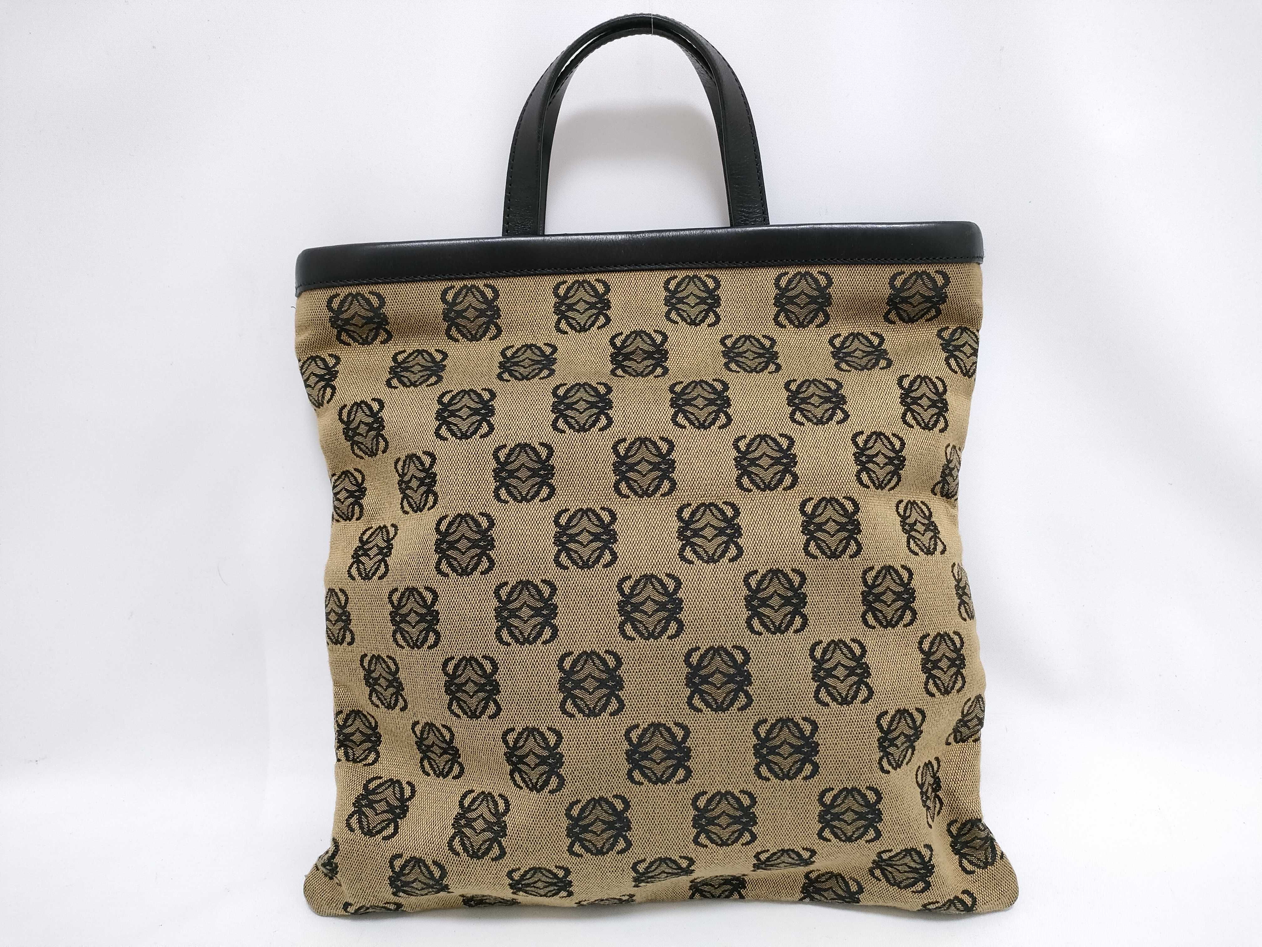 handbag, Anagram canvas, beige and black tote bag